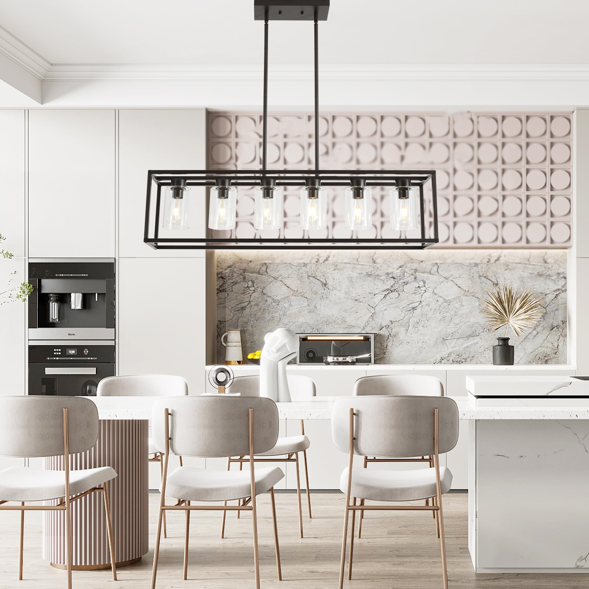 Xilicon Dining Rooms Oil Rubbed Bronze Chandeliers,Kitchen Island Farmhouse Lighting Fixture Industrial Rustic Ceiling Hanging 6