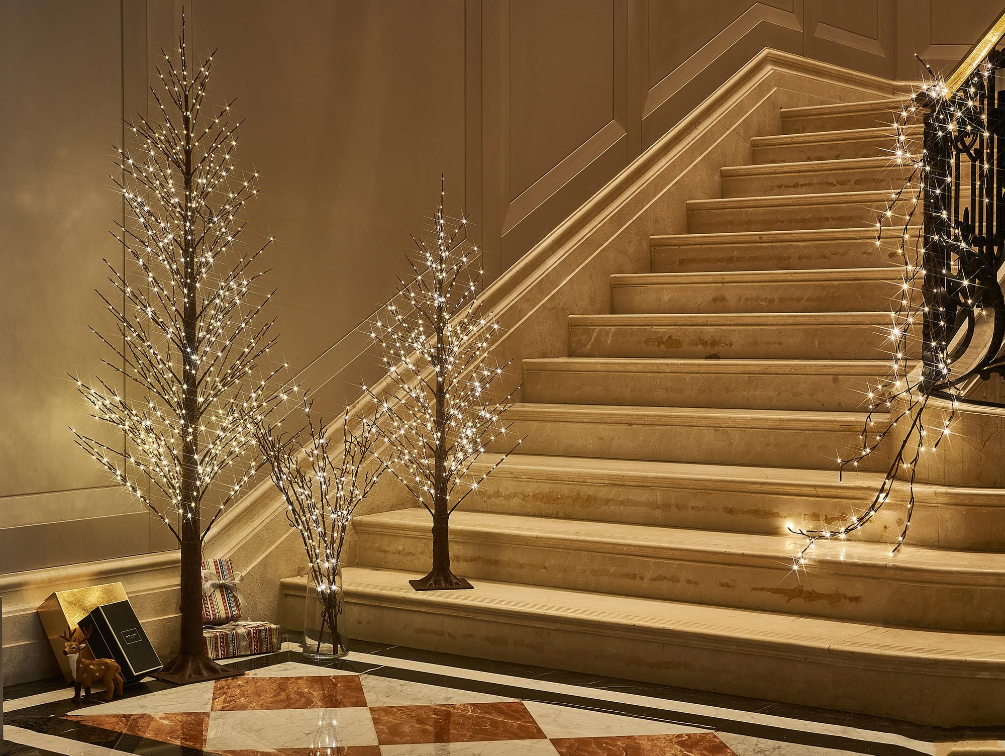 LITBLOOM Lighted Brown Willow Branches 200 Fairy Lights 32IN Plug in with Timer and Dimmer, Tree Branch with Lights for Home Hol