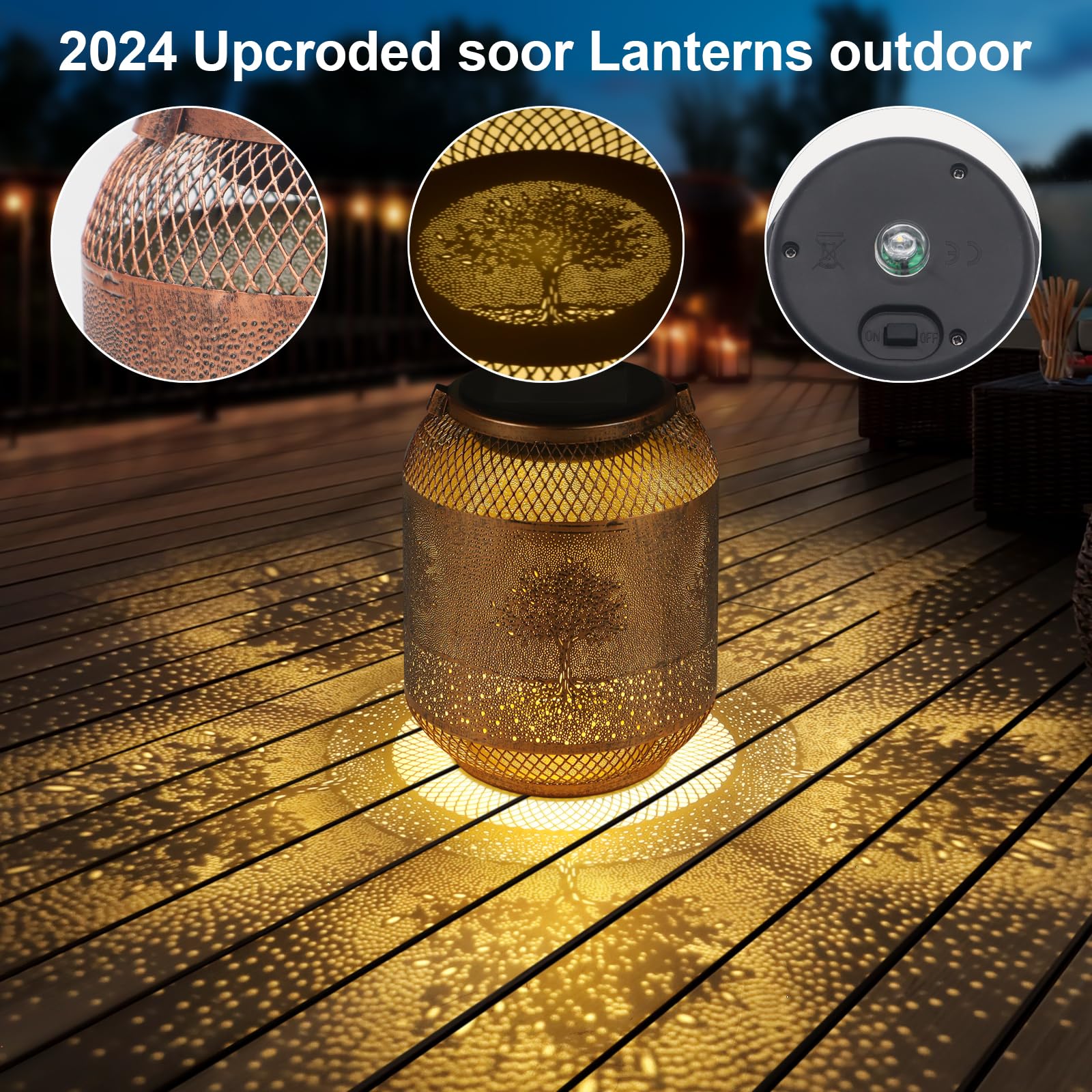 Tree Solar Lanterns Outdoor Hanging Christmas Lantern As Birthdays Gifts For Women Mom Grandma Metal Waterproof Garden Decorativ