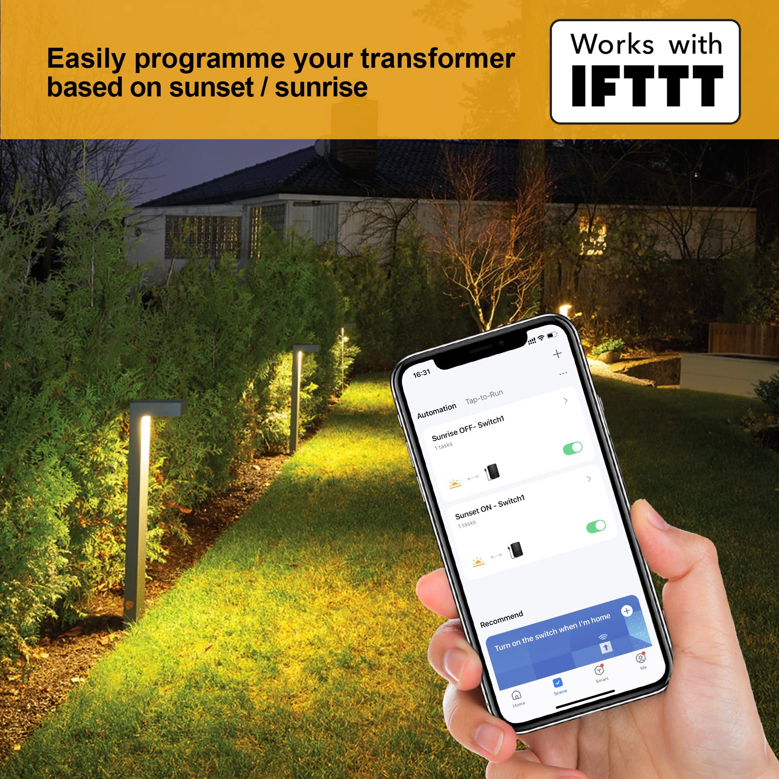 SURAIELEC 120W Smart Landscape Transformer, 12V/15V AC, 2 Zones, Black, Works with Alexa & Google Assistant