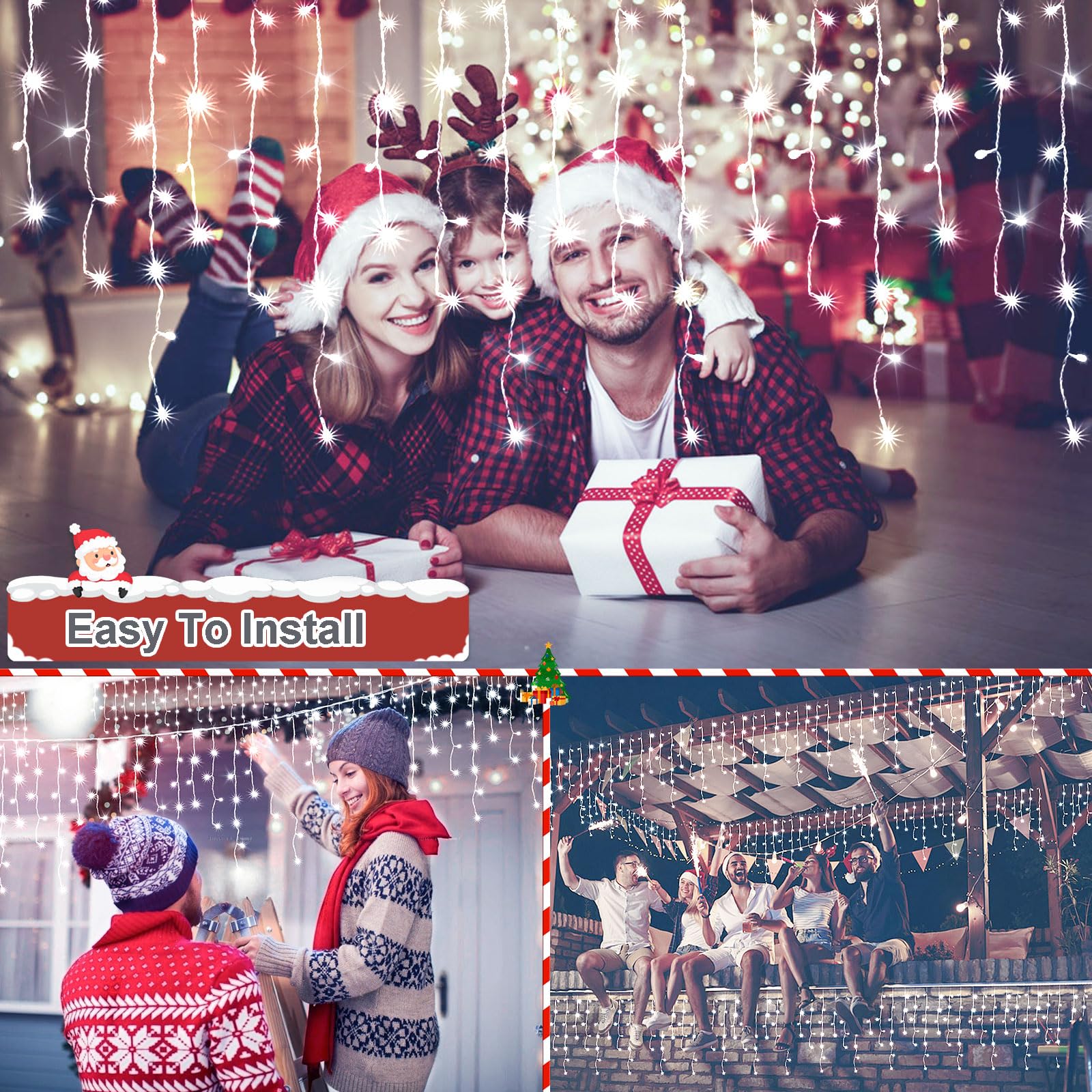 JXLEDAYY Christmas Lights 1280 LED String Lights 131 FT Cool White 8 Modes Model BG-CL3M3-306L01 Outdoor Indoor Decor