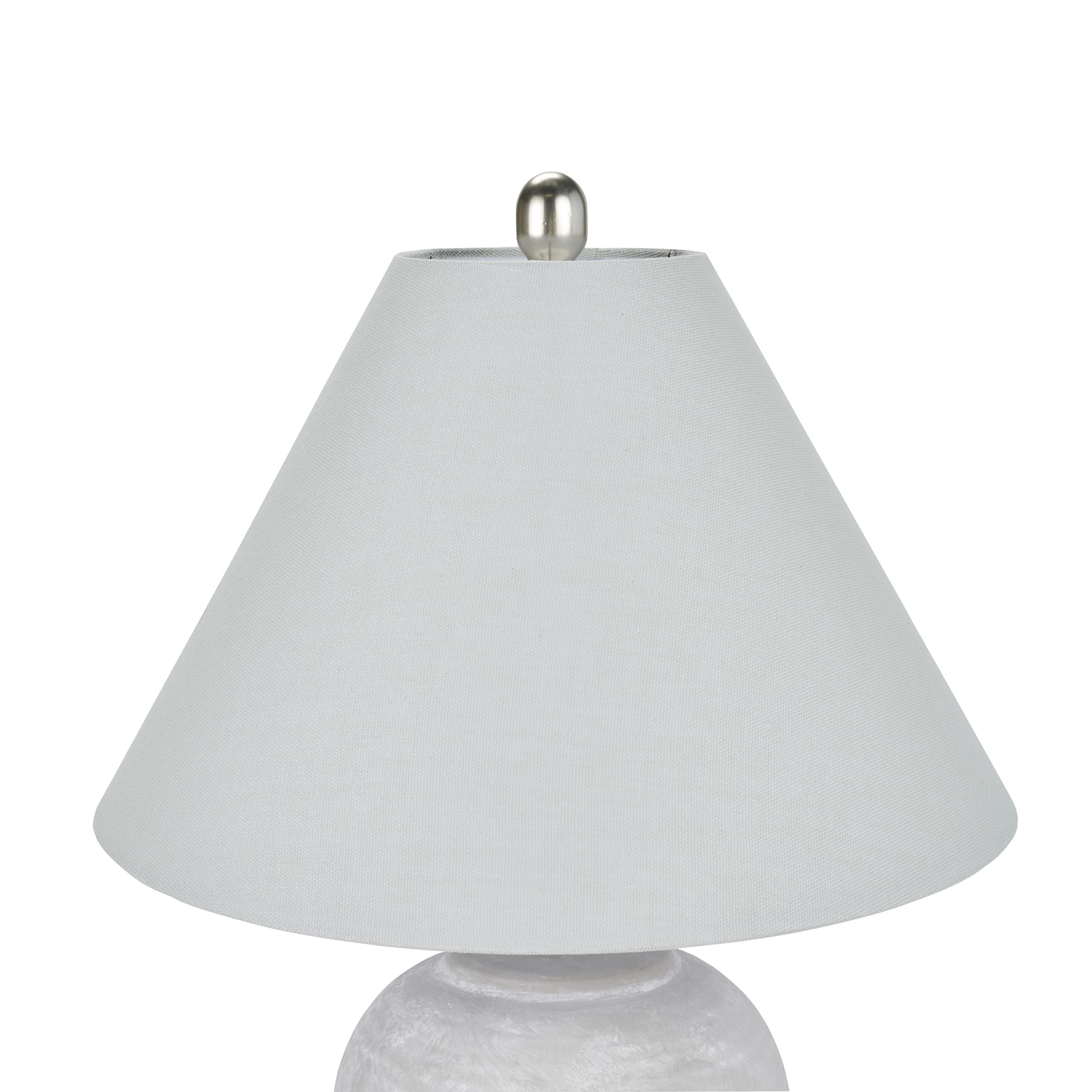 Nourison 23'' Grey Vintage Distressed Ceramic Pot Table Lamp For Bedroom, Living Room, End Table, With Grey Conical Empire Shade