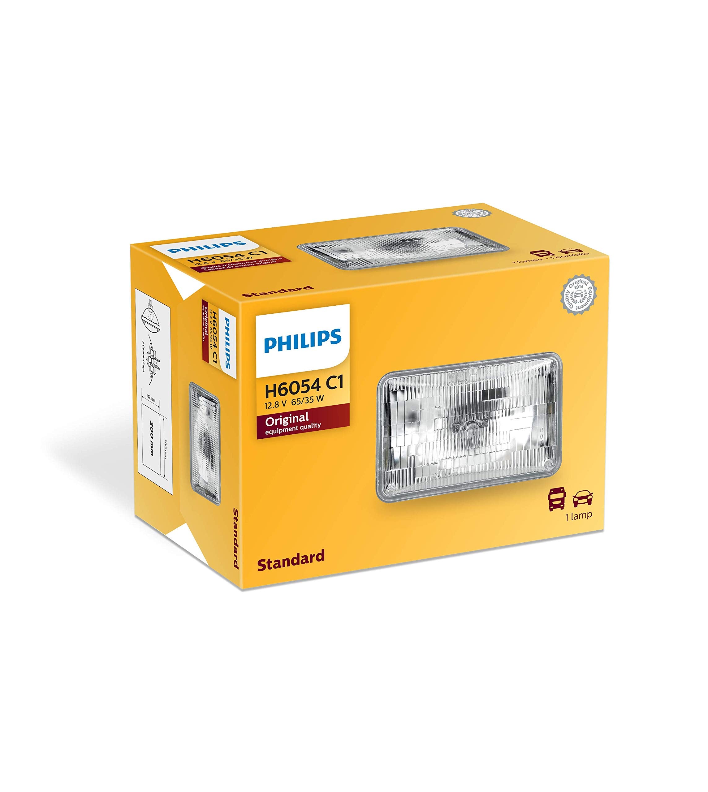 Philips H6054C1 Standard Halogen Sealed Beam headlamp, 2 Pack