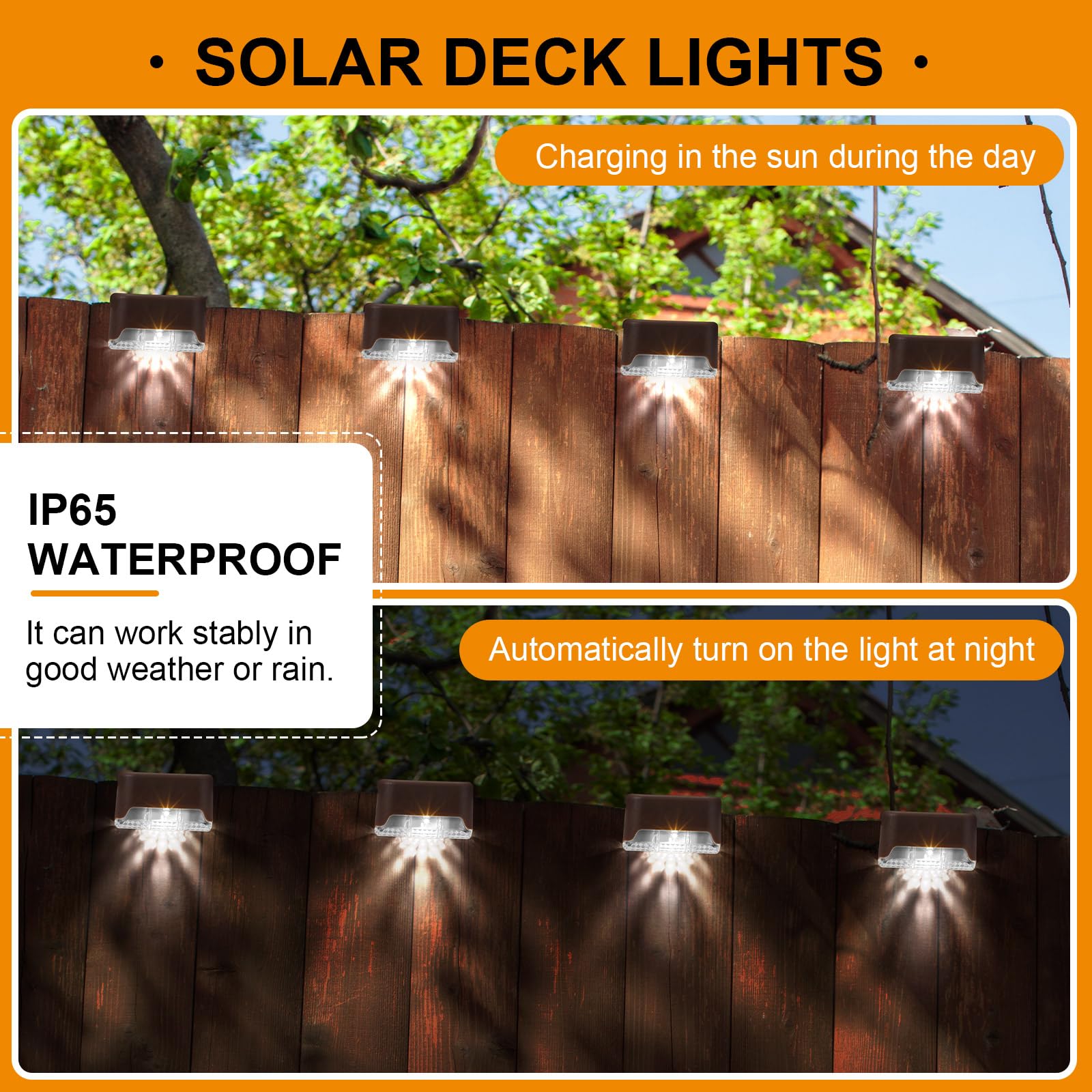 Geelin 32 Pcs Solar Deck Lights, Waterproof LED for Stairs, Railing, Garden, Brown Shell, Model HOD-Geelin-055