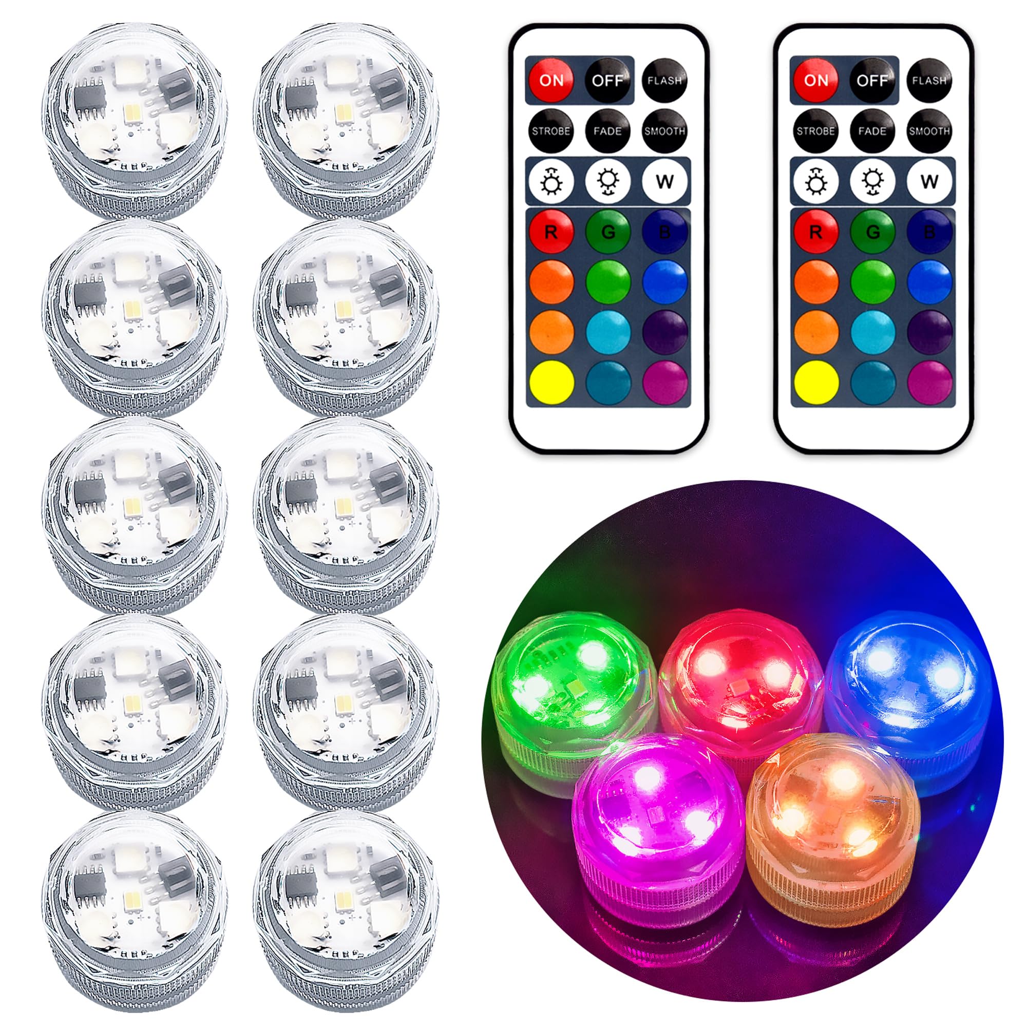 VK Small Submersible LED Light with Remote Control,Mini LED Light,Waterproof Tea Light,Underwater Light,flameless Candle for vas