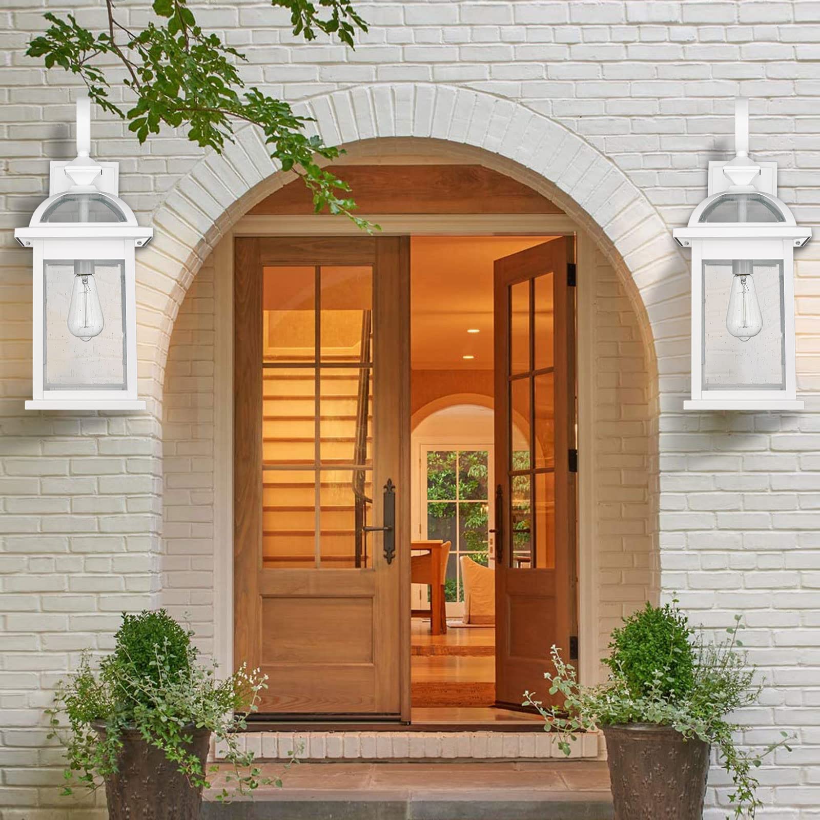 Darkaway Outdoor Lights Fixtures Wall Mount, Large 22Inch Outdoor Wall Sconce Lights With Seeded Glass Waterproof Outside Exteri