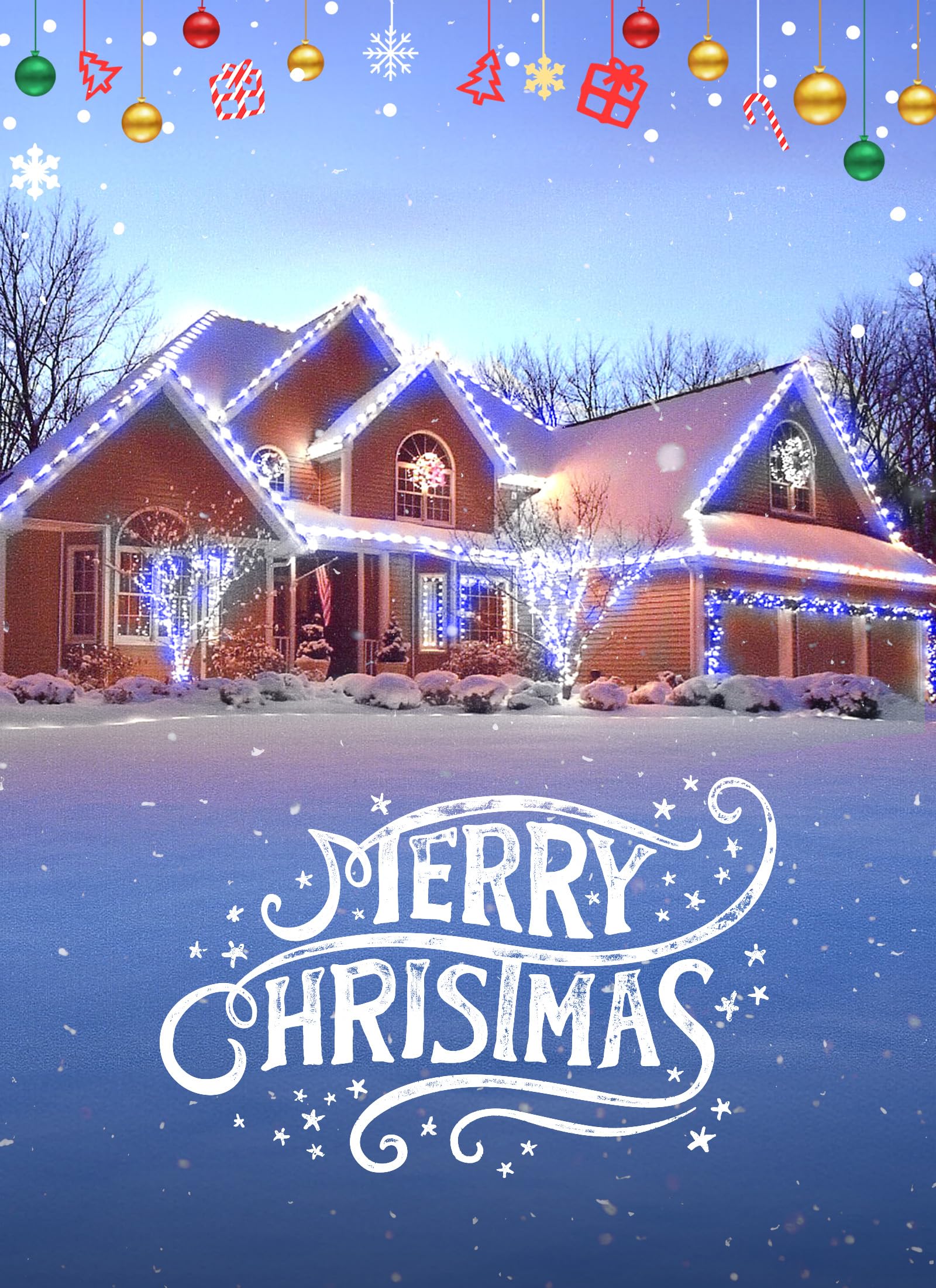 Minetom C9 Christmas String Lights, 100 LED, 100 FT, Blue and Pure White, Connectable, UL Certified for Indoor/Outdoor Use