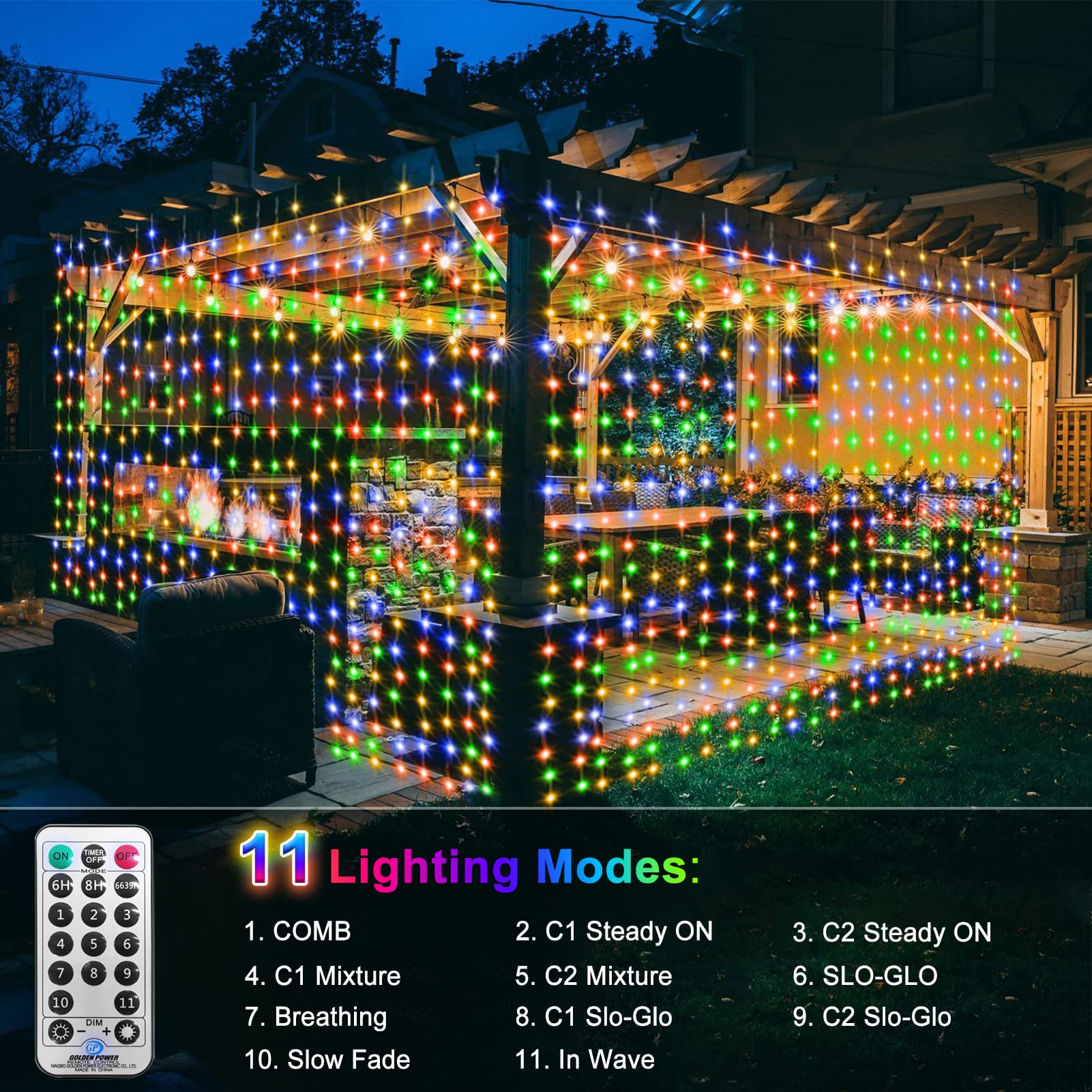 ZAIYW 600 LED Curtain Lights 20Ft x 10Ft Waterproof Dual Color Changing with Remote - Cool White & Multicolor for Outdoor/Indoor Decor