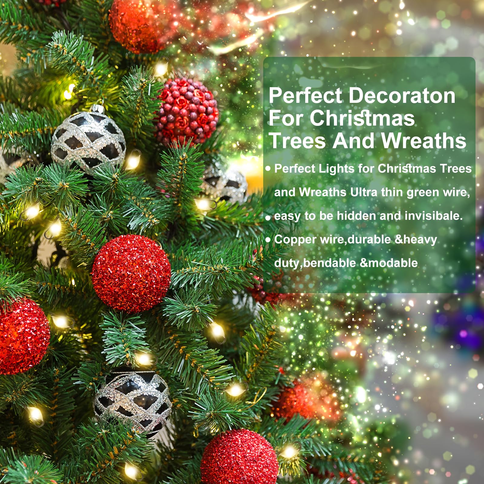 Usb Fairy Lights Plug In, Outdoor Twinkle Firecracker String Lights With Timer And 8 Modes, 10Ft 100 Led Waterproof Cluster Lights For Indoor Christmas Wreath Party Wedding Decoration, Warm White