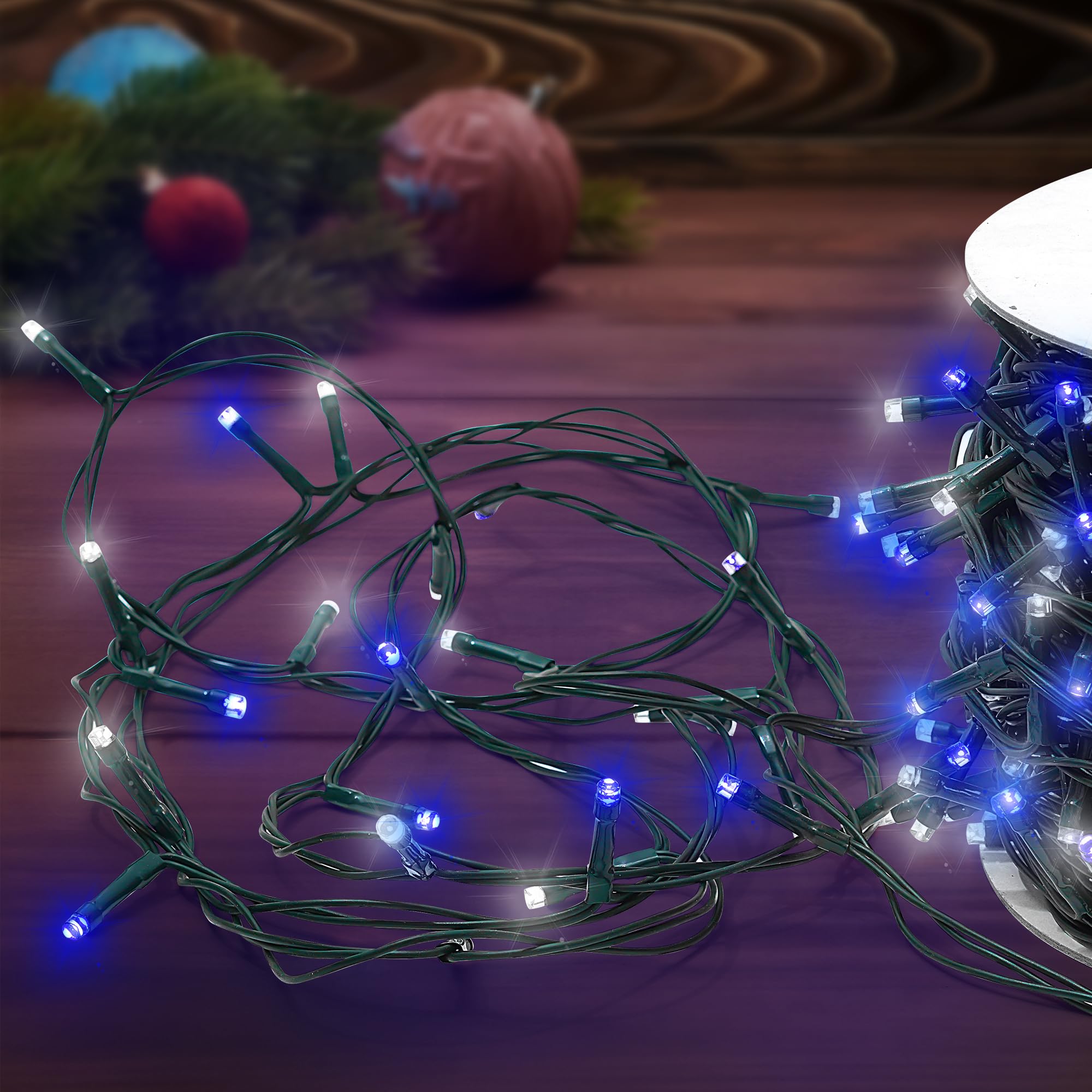 Wisd Christmas String Outdoor Lights 200 Led 43Ft Indoor Twinkle Fairy Lights, Plug In Decor For Xmas Tree Room Patio Garden Wedding Party, Blue + White