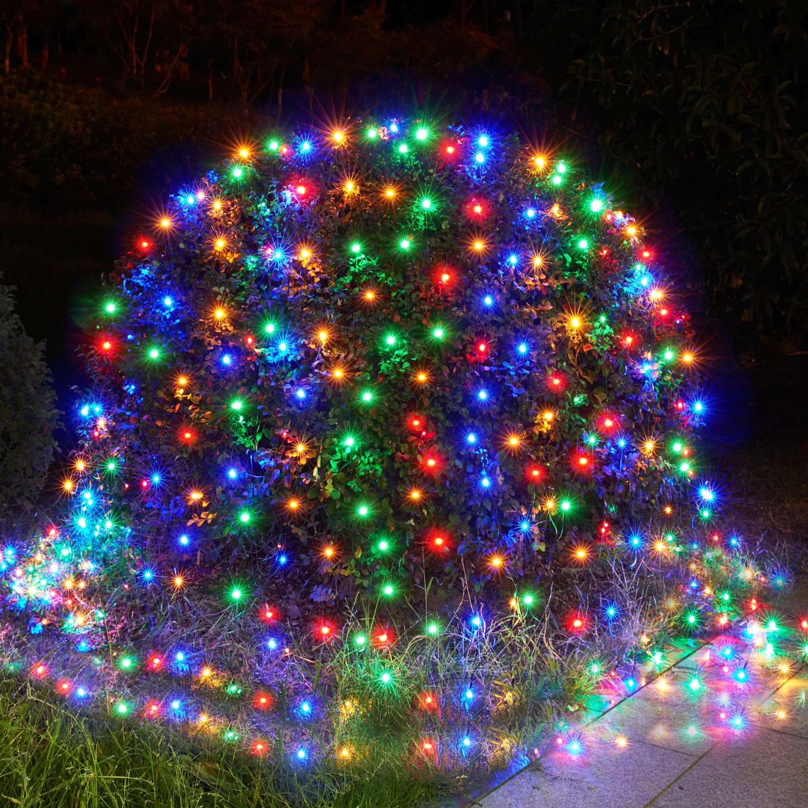 BlcTec Christmas Net Lights  360 LED 9.8ft x 6.6ft Outdoor Christmas Lights with 8 Modes  UL Certified  Timer  Connectable  Waterproof for Bushes  Trees  Shrubs Yard Outdoor Xmas Decor  Multicolor