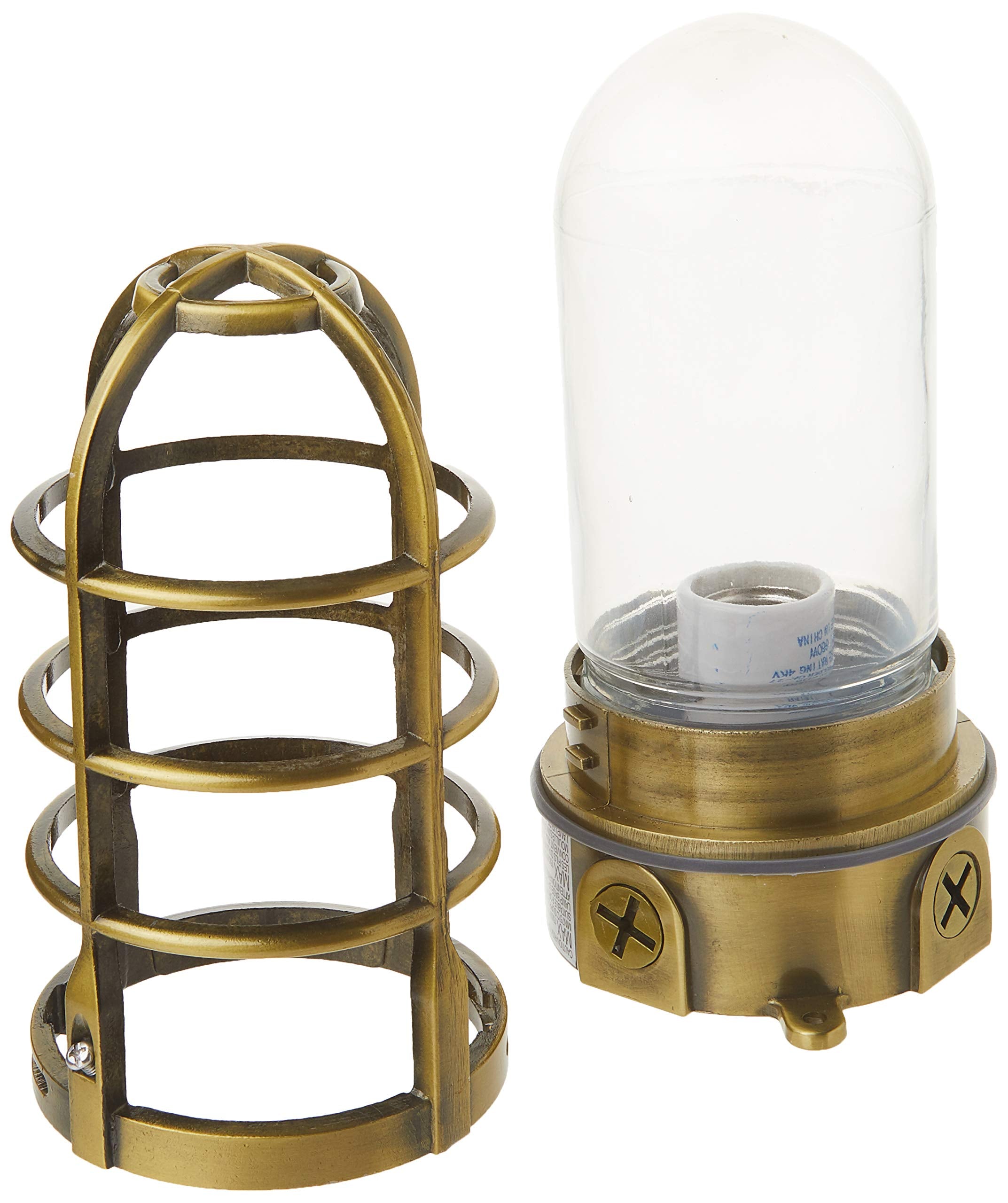 Woods Security Light 150W Incandescent Vandal Resistant Ceiling Mount One Size Antique Brass Model L1706AB