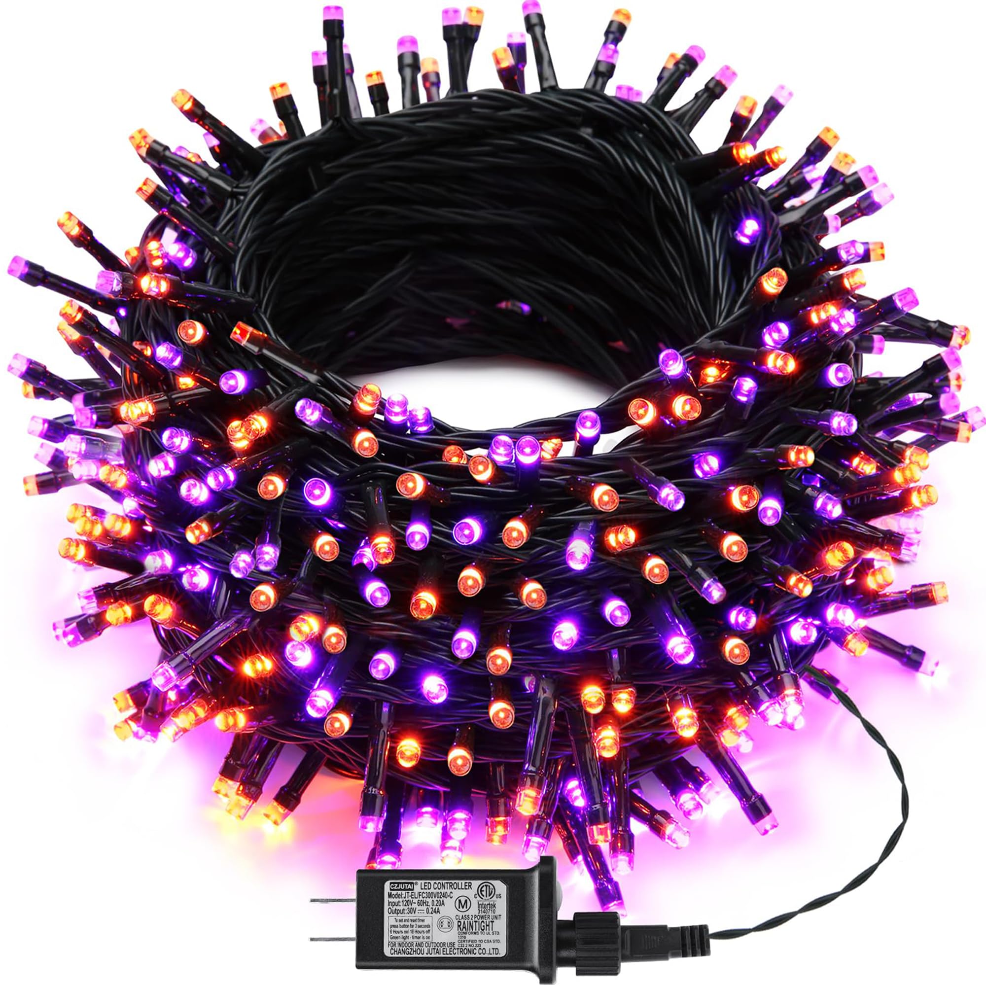 Joomer 500 Led Halloween String Lights - Orange Purple, Waterproof, 8 Modes, 174Ft, Perfect For Indoor Outdoor Decorations