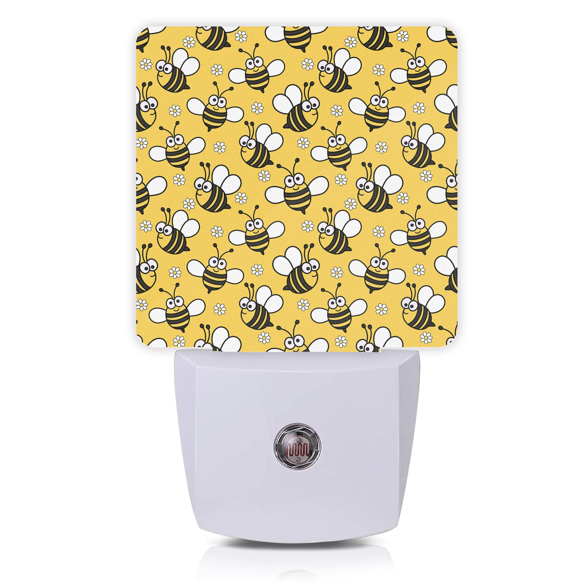 Oeaskly Bee Night Light,Cute Cartoon Bees Plug-in Night Lights with Dusk-to-Dawn Sensor for Bedroom, Bathroom and Living Room Sl