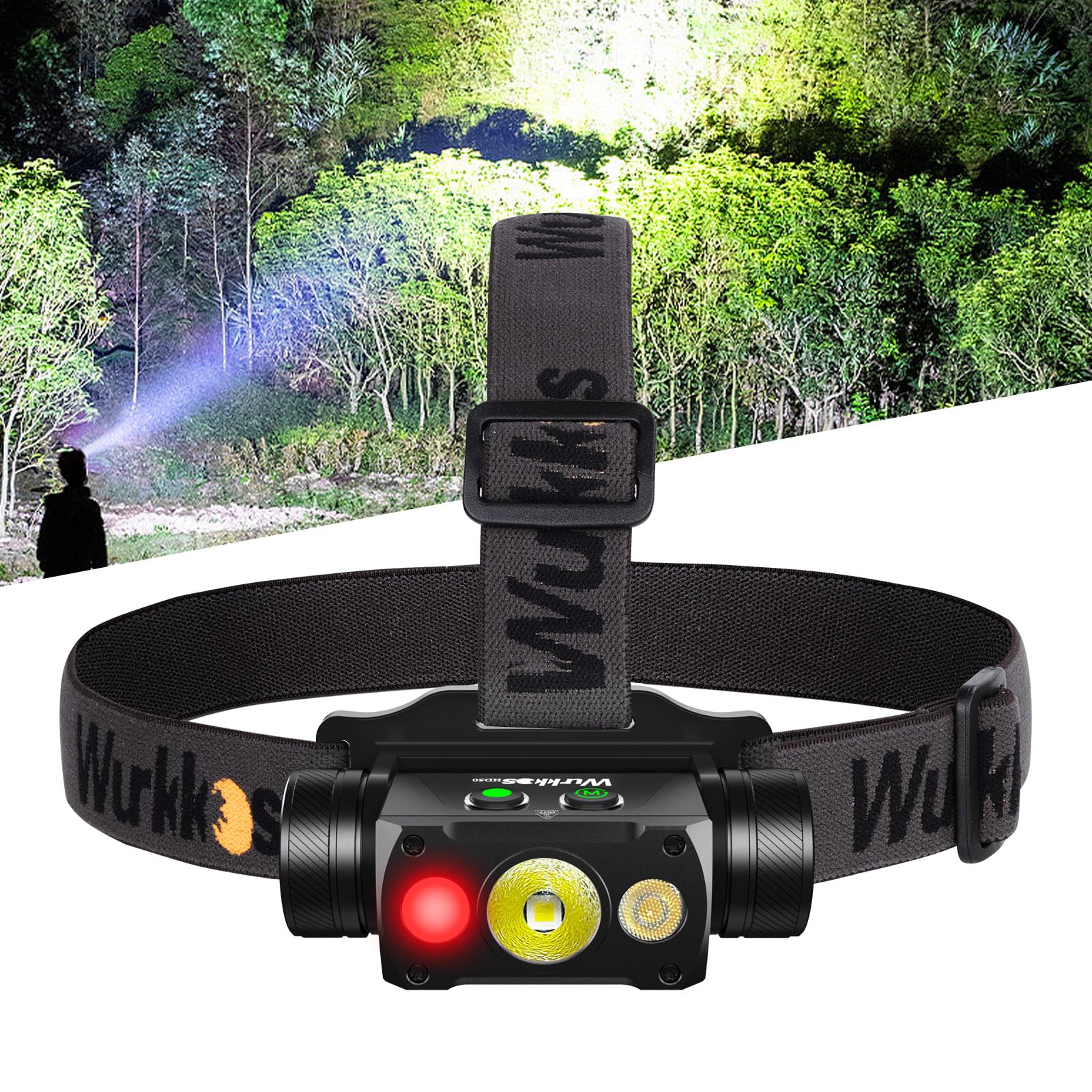 Wurkkos Hd50 4000 Lumens Led Headlamp With Red Light,90Cri 5000K 6-Light Modes Magnetic Head Light With Double Electronic Switch