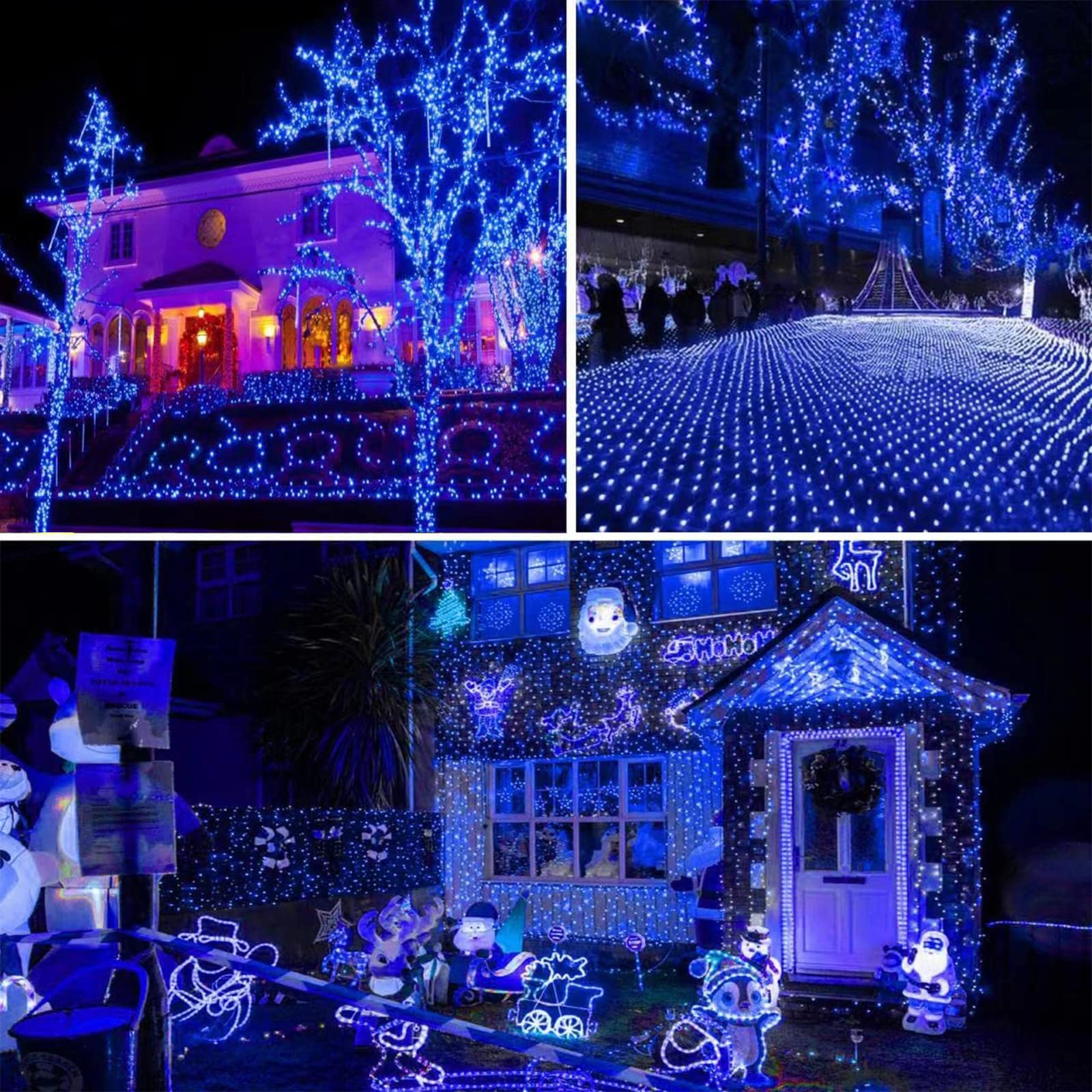 Extra-Long Solar String Lights Outdoor, 4-Pack 400 Led Solar Christmas Lights, Waterproof Copper Wire 8 Modes Twinkle Fairy Lights For Xmas Tree Garden Party Wedding Christmas Decor(Blue)