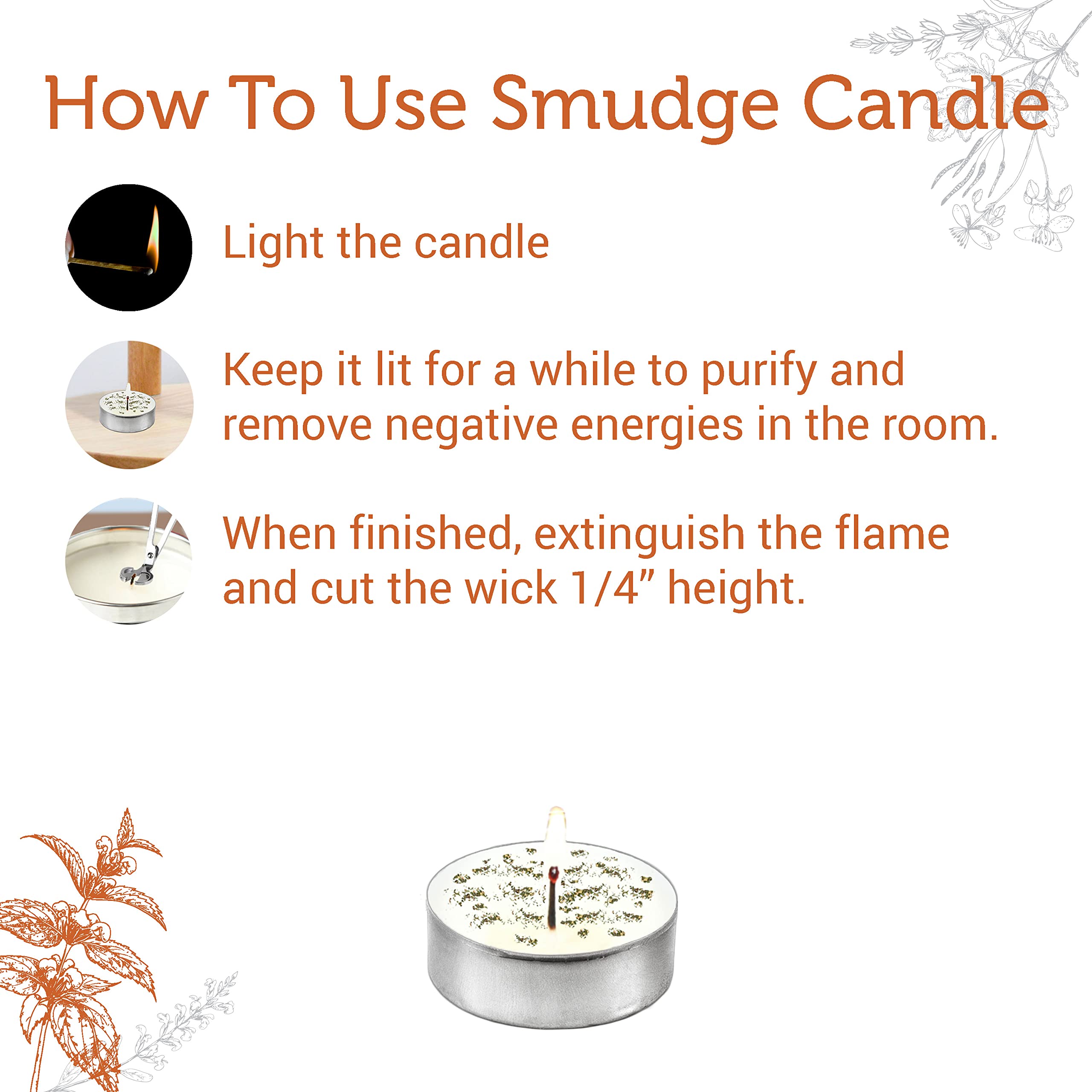 Soul Sticks Tealight Candles - 12 Pack Smudge Candles for Cleansing & Meditation, White Wax, Model LM-9194, Made with Crystals & Herbs