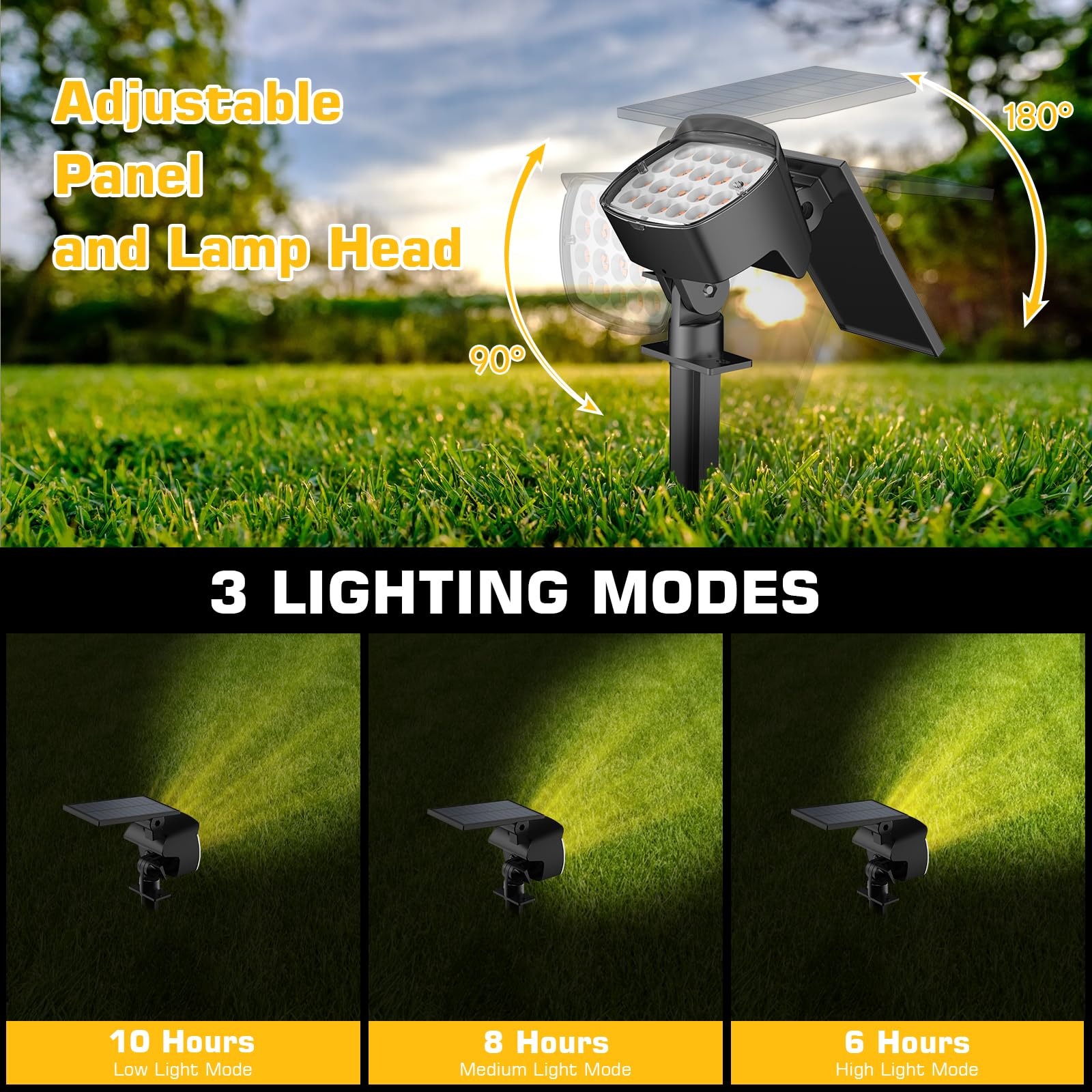 Kaxiida Solar Spot Lights - Ultra Bright LED, Waterproof, Adjustable Panel, 10 Pack, WarmLight, Model CPD-09