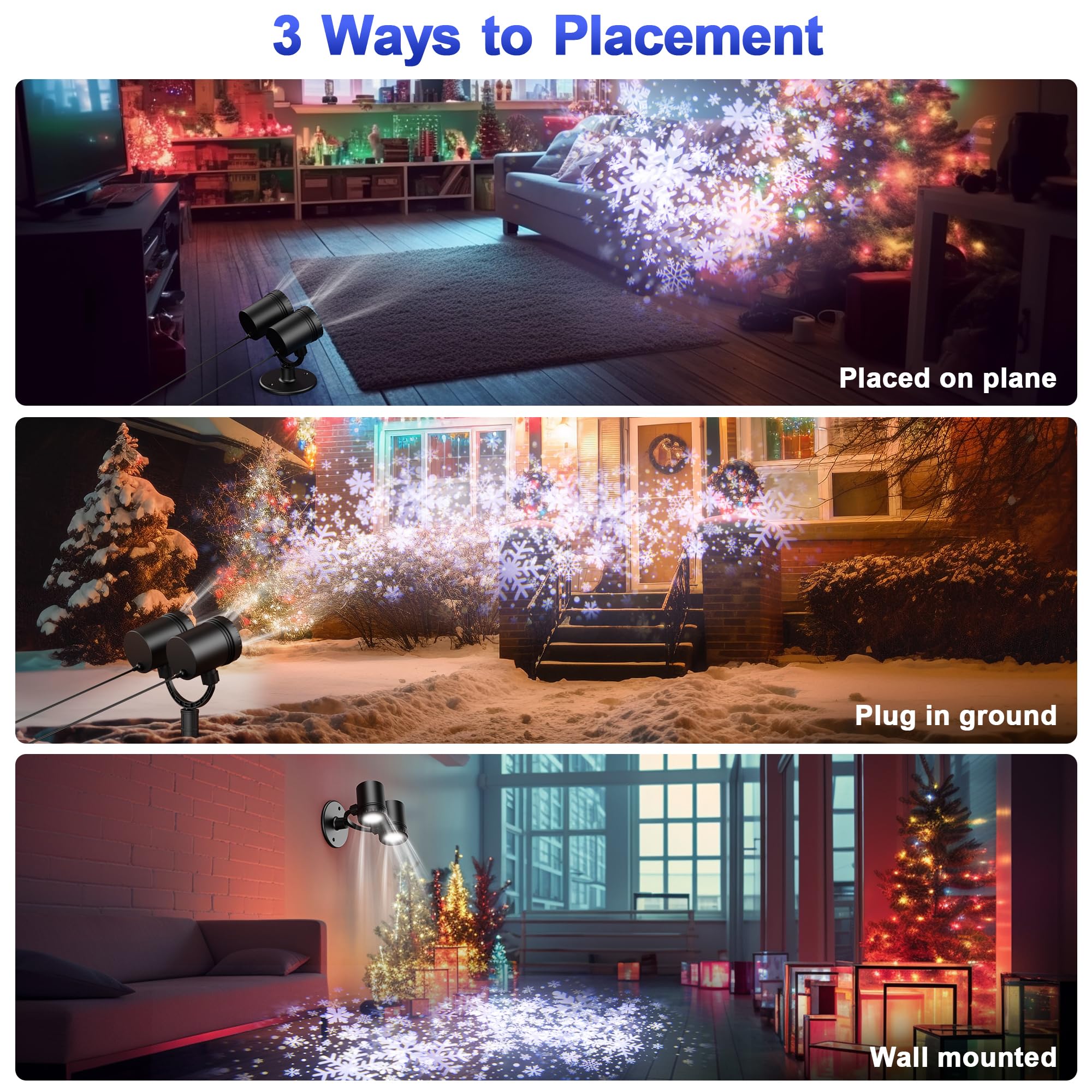 Fussion Snowflake Projector Lights - Waterproof Double-Head Holiday Decor For Indoor/Outdoor