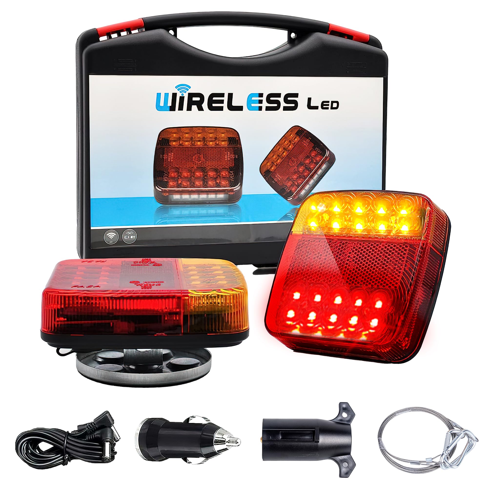 MEDAMOC Wireless Trailer Lights Magnetic, Car LED Magnetic Wireless Towing Tail Lights Waterproof Portable for Boat Truck Camper