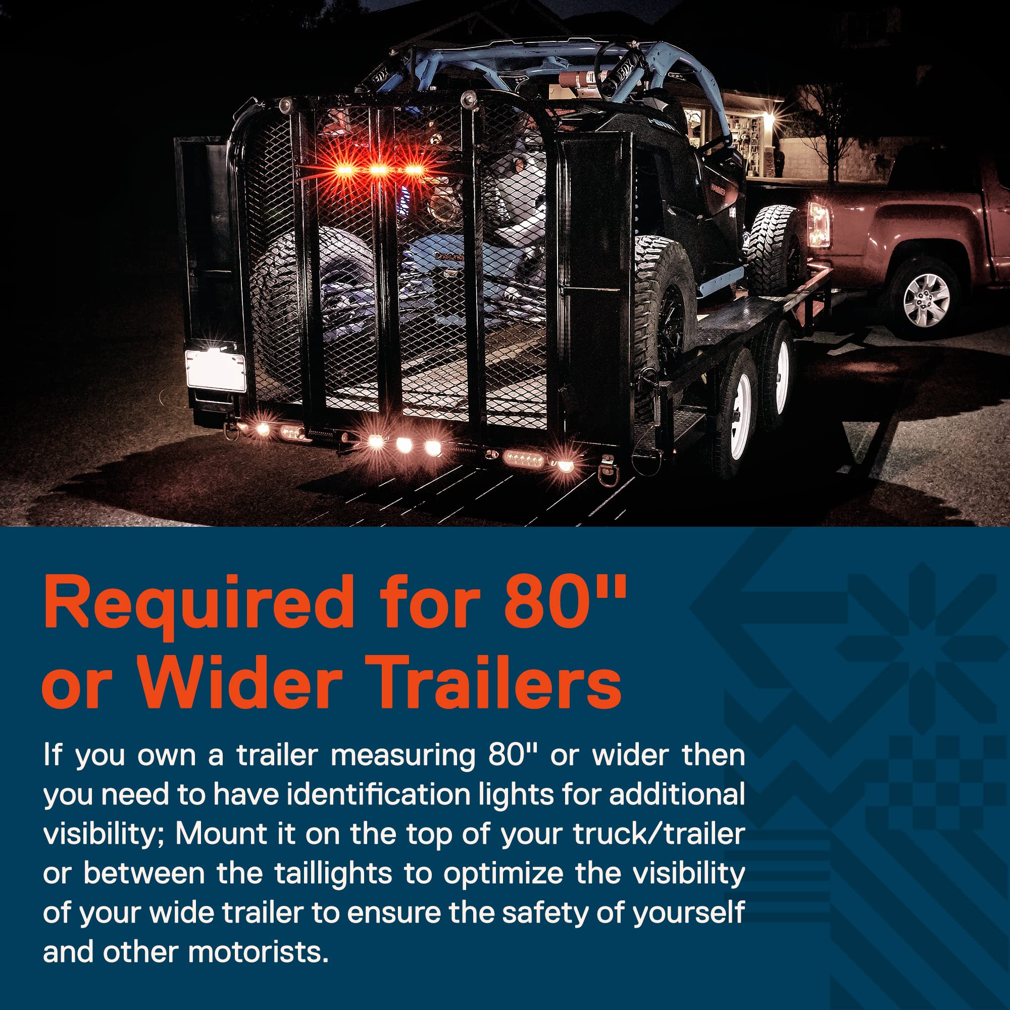 True Mods 16 Inch 12 Red Led Trailer Light Bar [Brake + Sequential Turn Signal][Dot Fmvss 108][Sae S2I6U2Ps] Ip67 Submersible 12V Rear Running Center Marker Id Tail Light Strip 80&quot; Marine Boat Trailer