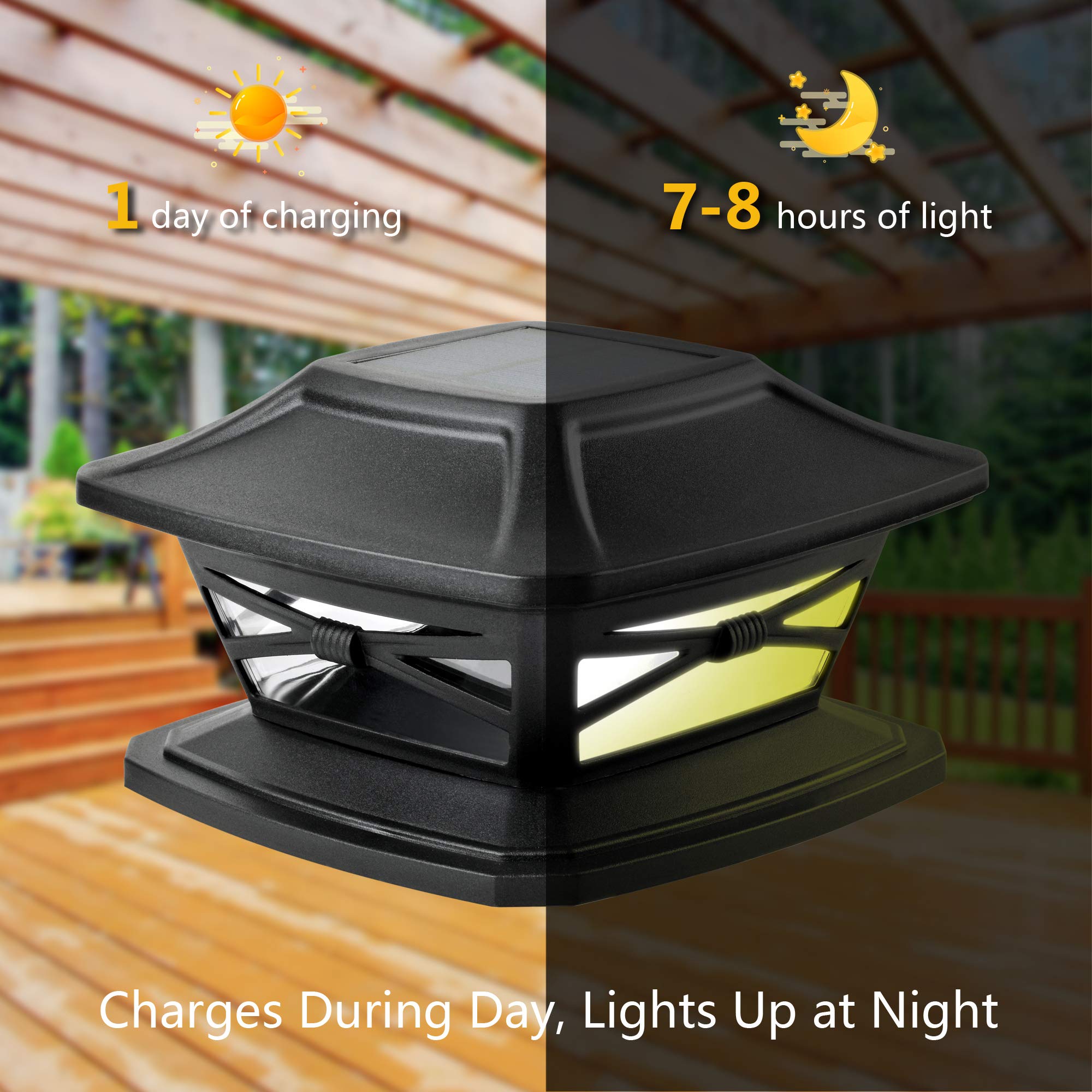 Davinci Lighting Flexfit Solar Post Cap Lights - 4 Pack, Slate Black, LED, Fits 4x4, 5x5, 6x6 Wooden Posts, Durable Plastic