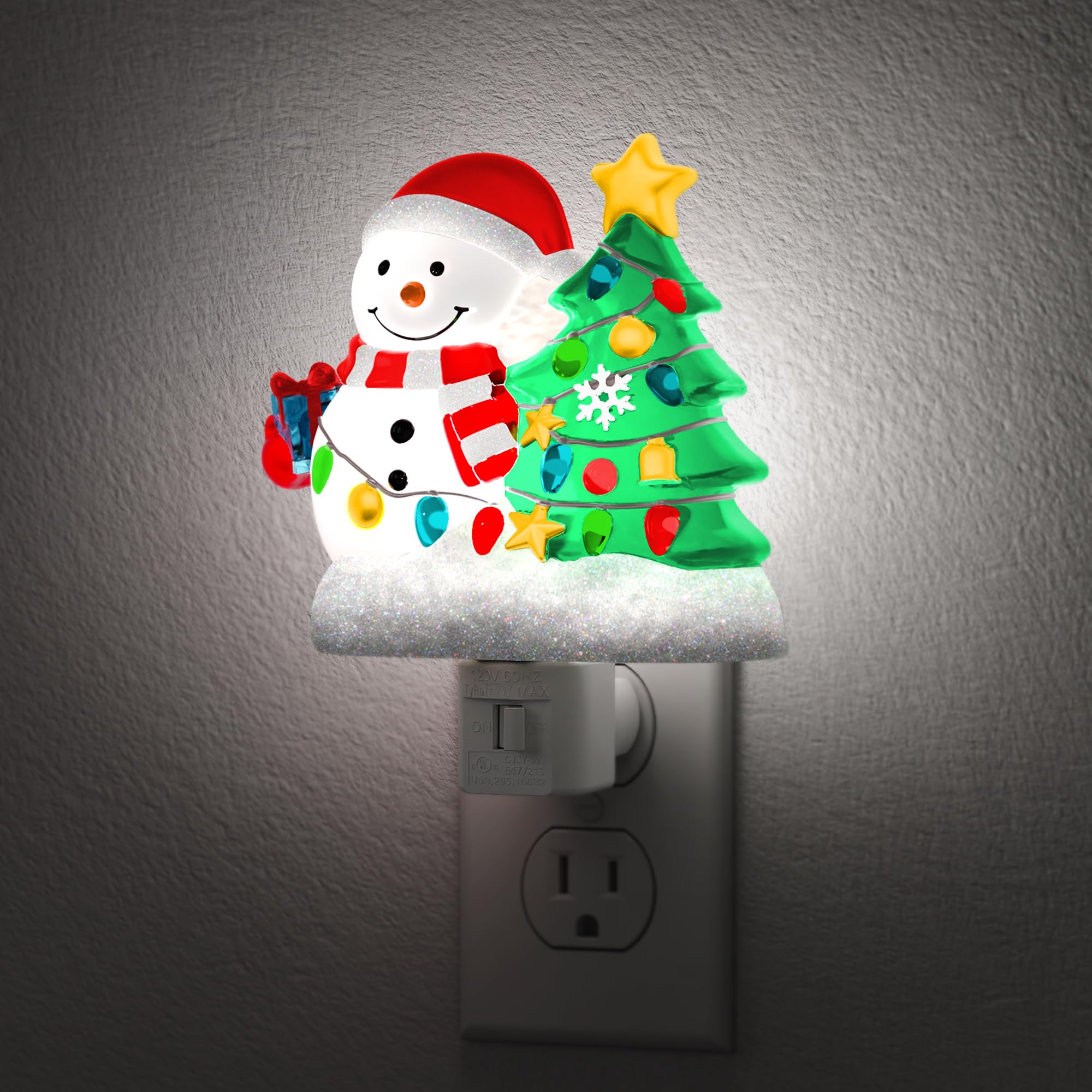 Briignite Snowman Christmas Tree Night Light, 5000K Night Lights Plug into Wall, Christmas Tree Cute Night Light for Kids, Plug 