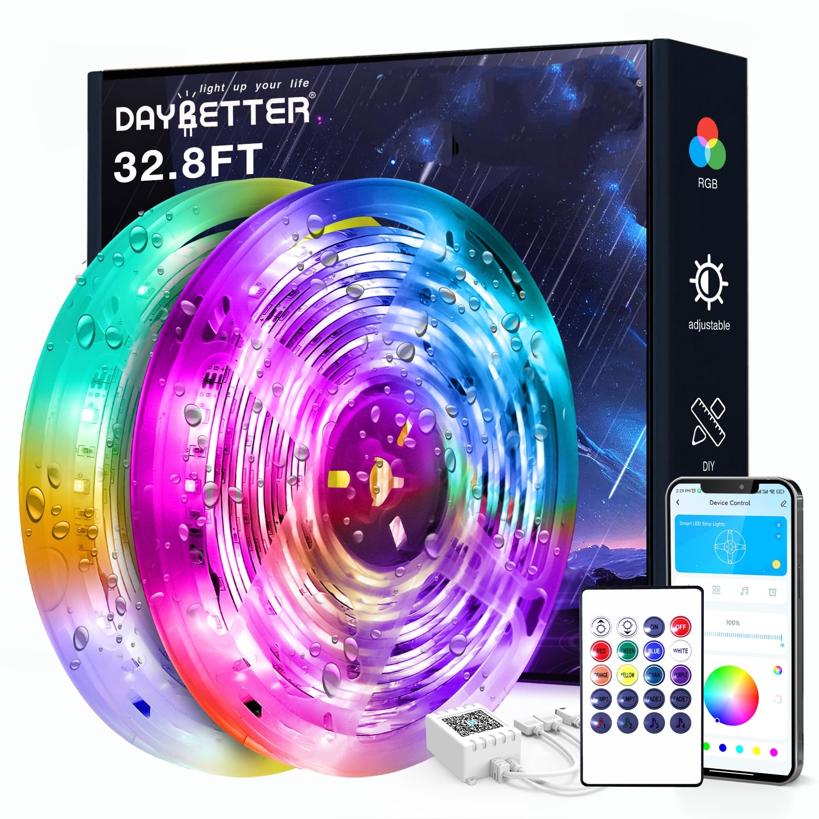 DAYBETTER Outdoor Led Strip Lights Waterproof, Smart LED Lights Work with Alexa and Google Assistant, WiFi App Control DIY Multi