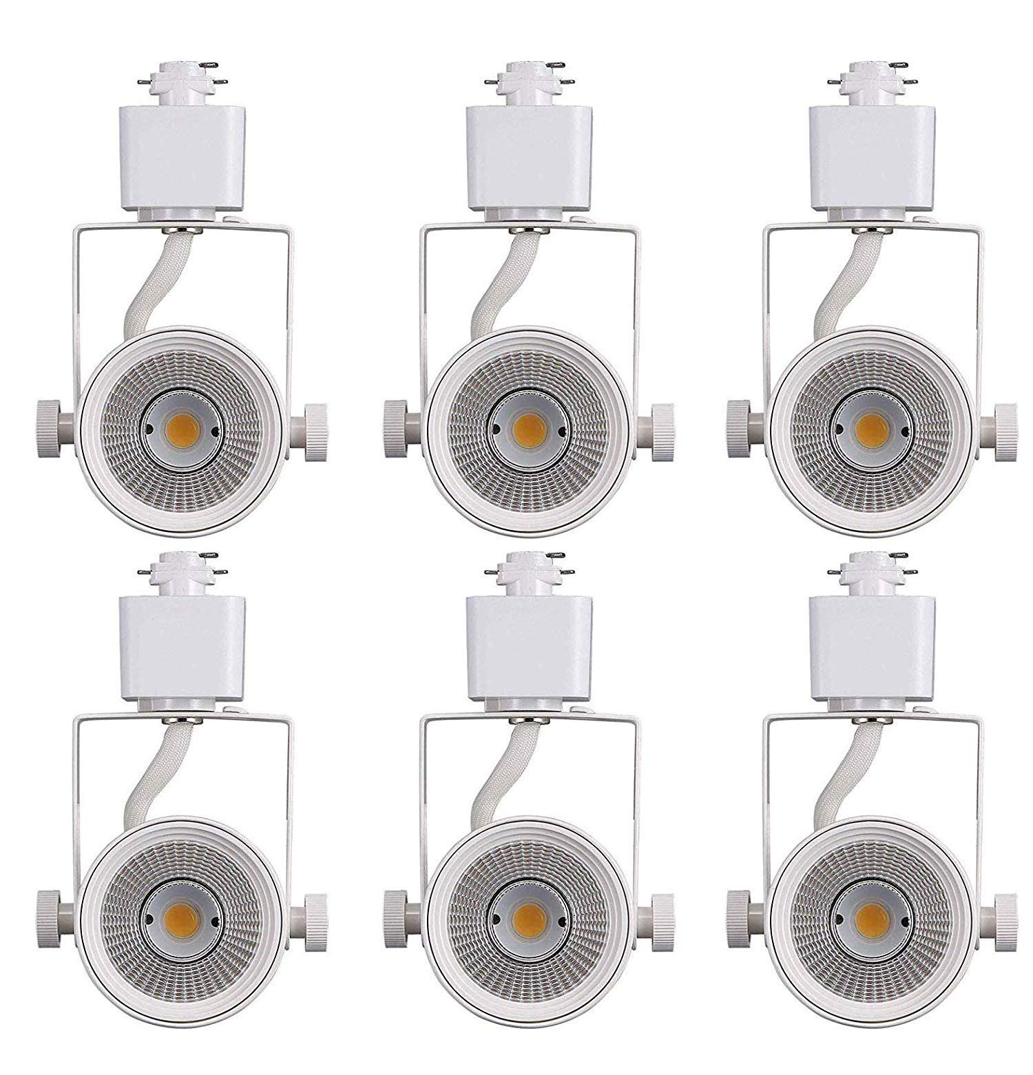CLOUDY BAY LED Track Light Head, 8W 4000K Cool White, Dimmable, Adjustable Tilt, 6 Pack, Aluminum Finish