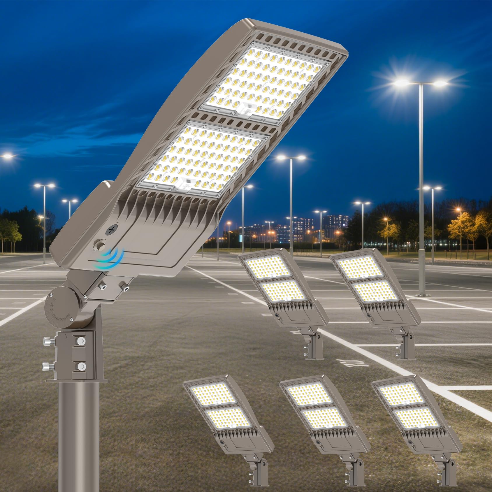 BBESTLED 6Pack 400W LED Parking Lot Light with Photocell 60000LM ETL Listed LED Flood Pole Lights 5000K IP65 Waterproof 100-277V