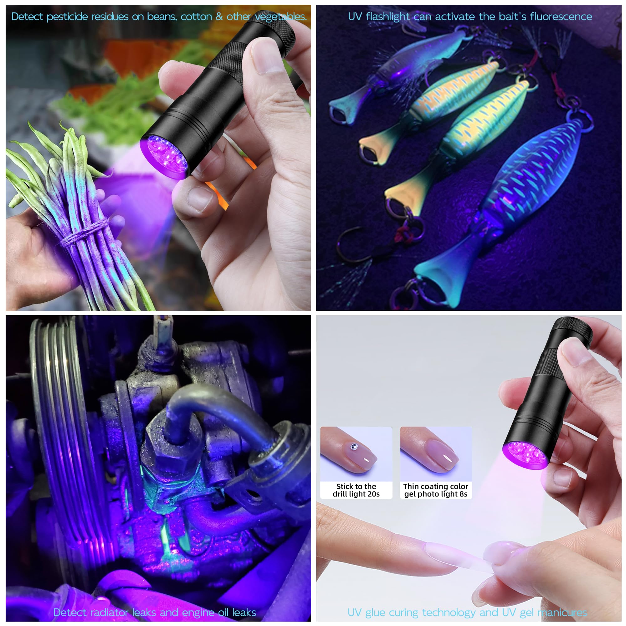 Beike Uv Blacklight Flashlights, 12 Led 395Nm Ultraviolet