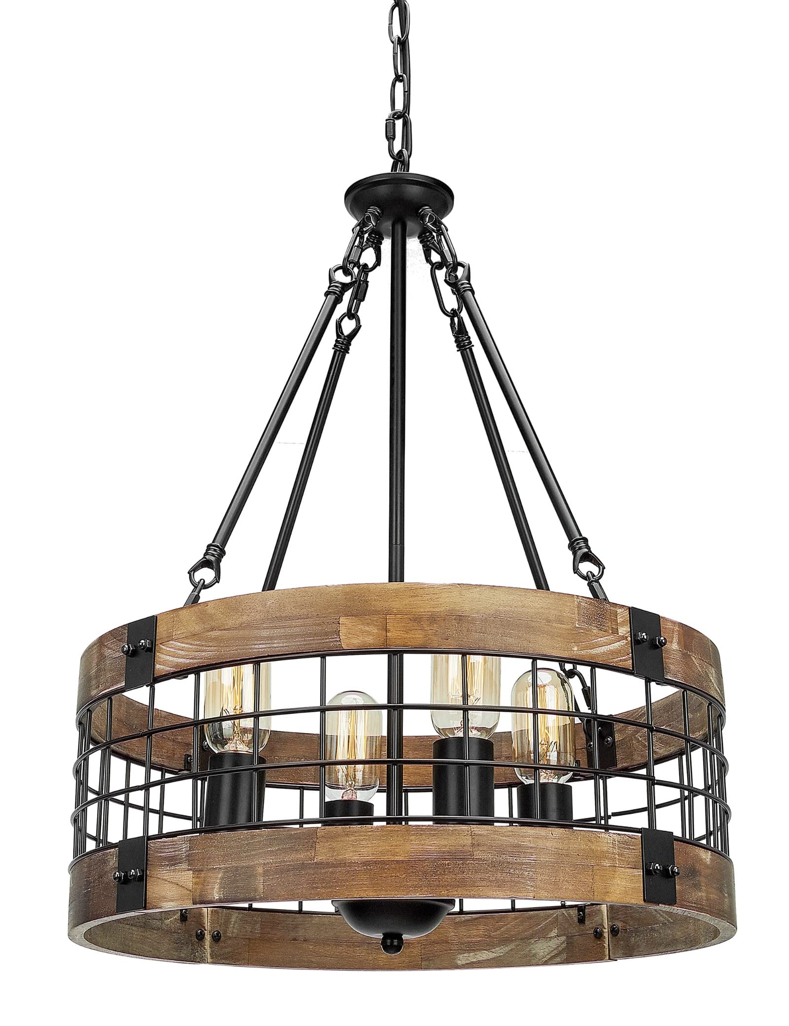 Acnktz Farmhouse Rustic Chandelier Light Fixture, 4-Light Round Hanging Pendant Lighting For Dining Room Entryway Kitchen Island