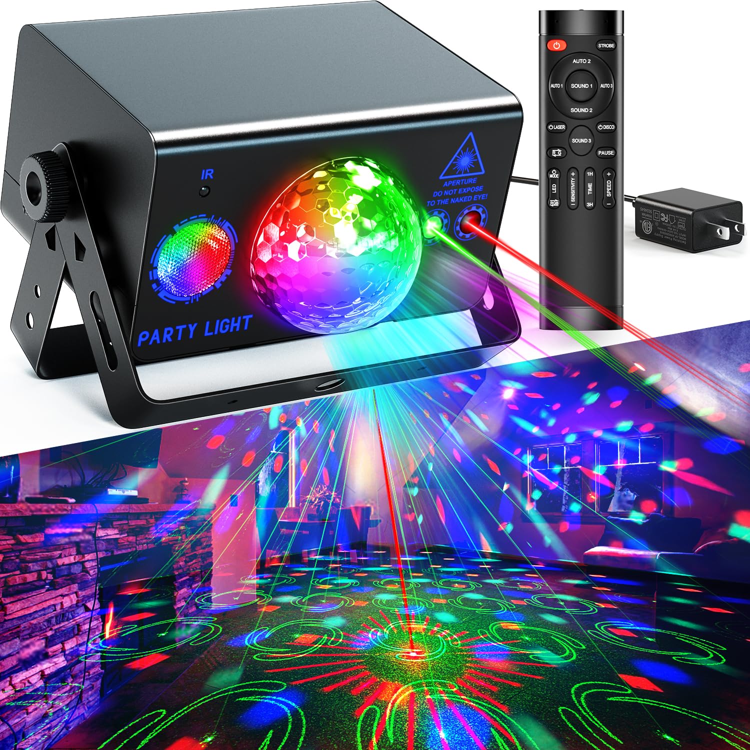 Party Lights, Disco Light Dj Disco Ball Led Sound Activated Stage Lights With Remote Control For Parties Bar Club Pub Christmas