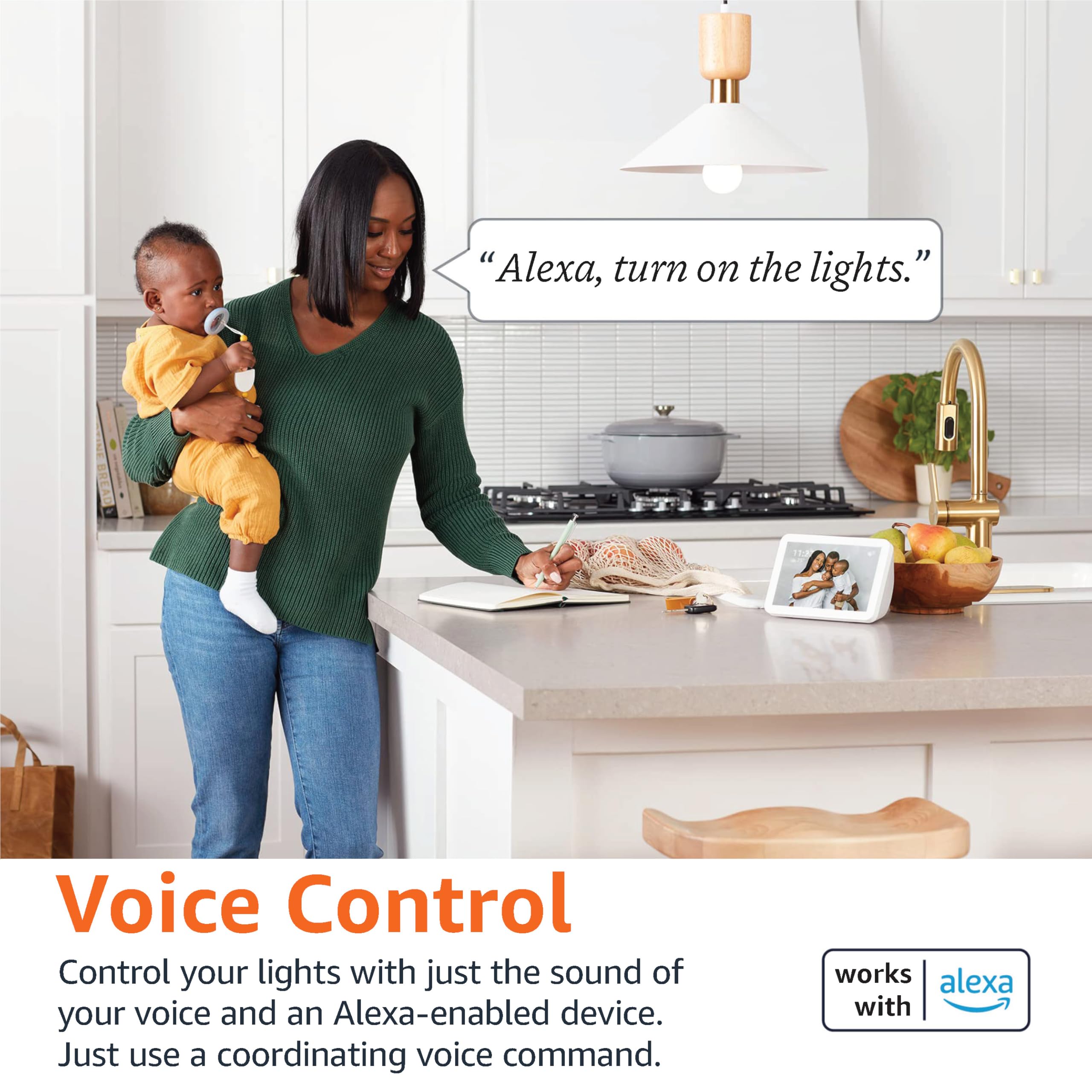 Amazon Basics Smart A19 LED Light Bulb, Dimmable Soft White (2700K), 9W (60W Equivalent), 800LM, Works with Alexa Only, 2.4 GHz