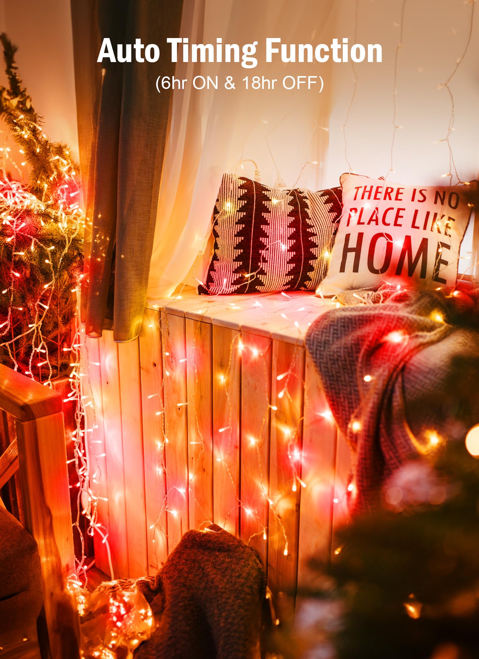 Minetom Christmas String Lights, 100 LED, 33FT, Battery Operated, Waterproof, 8 Modes, Red & Warm White, 2 Pack