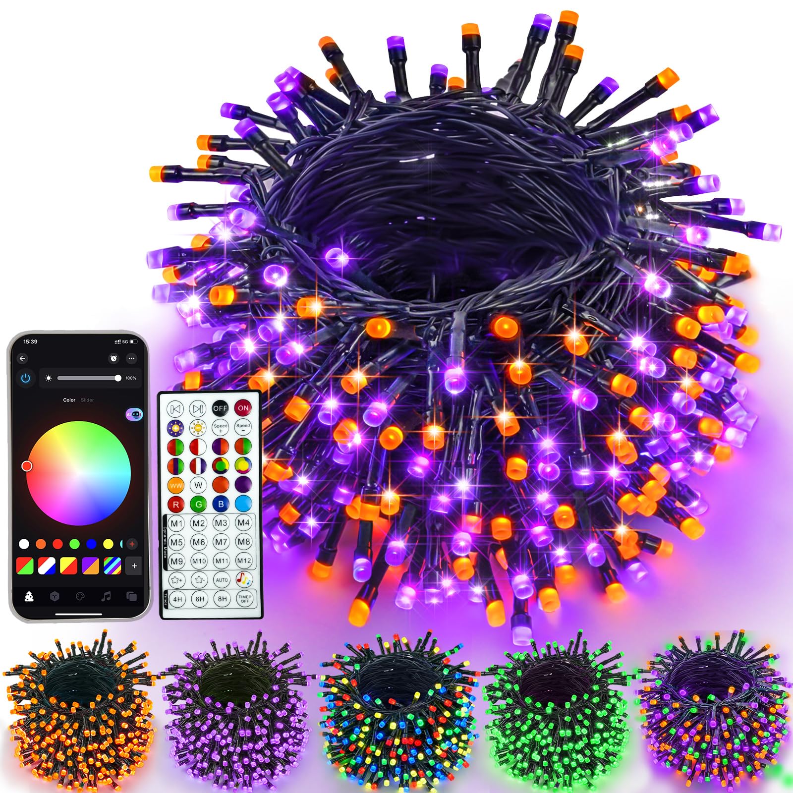 YIQU Smart Color Changing Christmas Lights, 200 LED RGB String Lights, 66 FT, Remote App Control, Music Sync, Waterproof