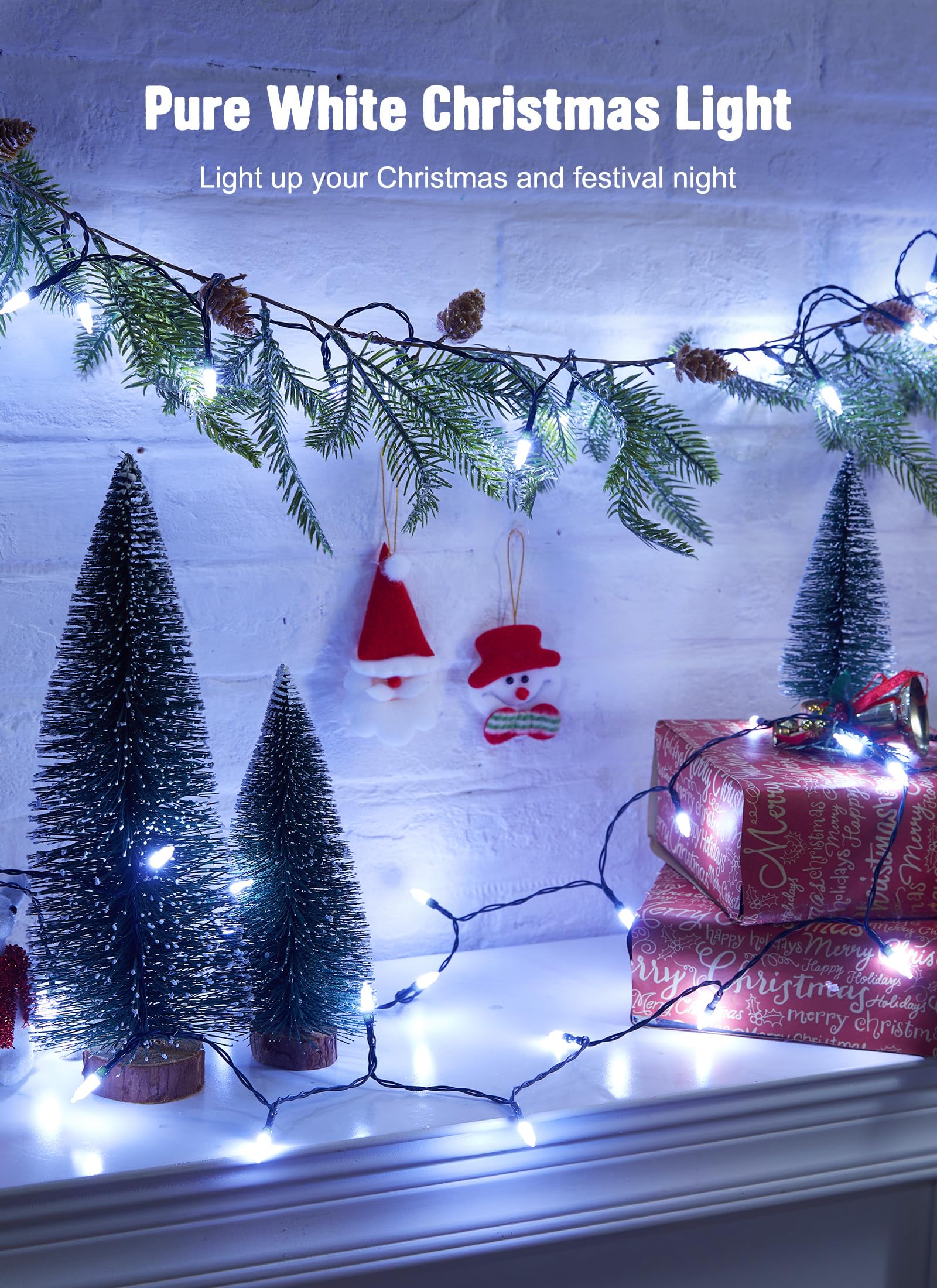 Brightown Battery Operated Christmas String Lights, 20 LED Mini Lights with Timer, 8ft, Pure White for Indoor/Outdoor Decoration