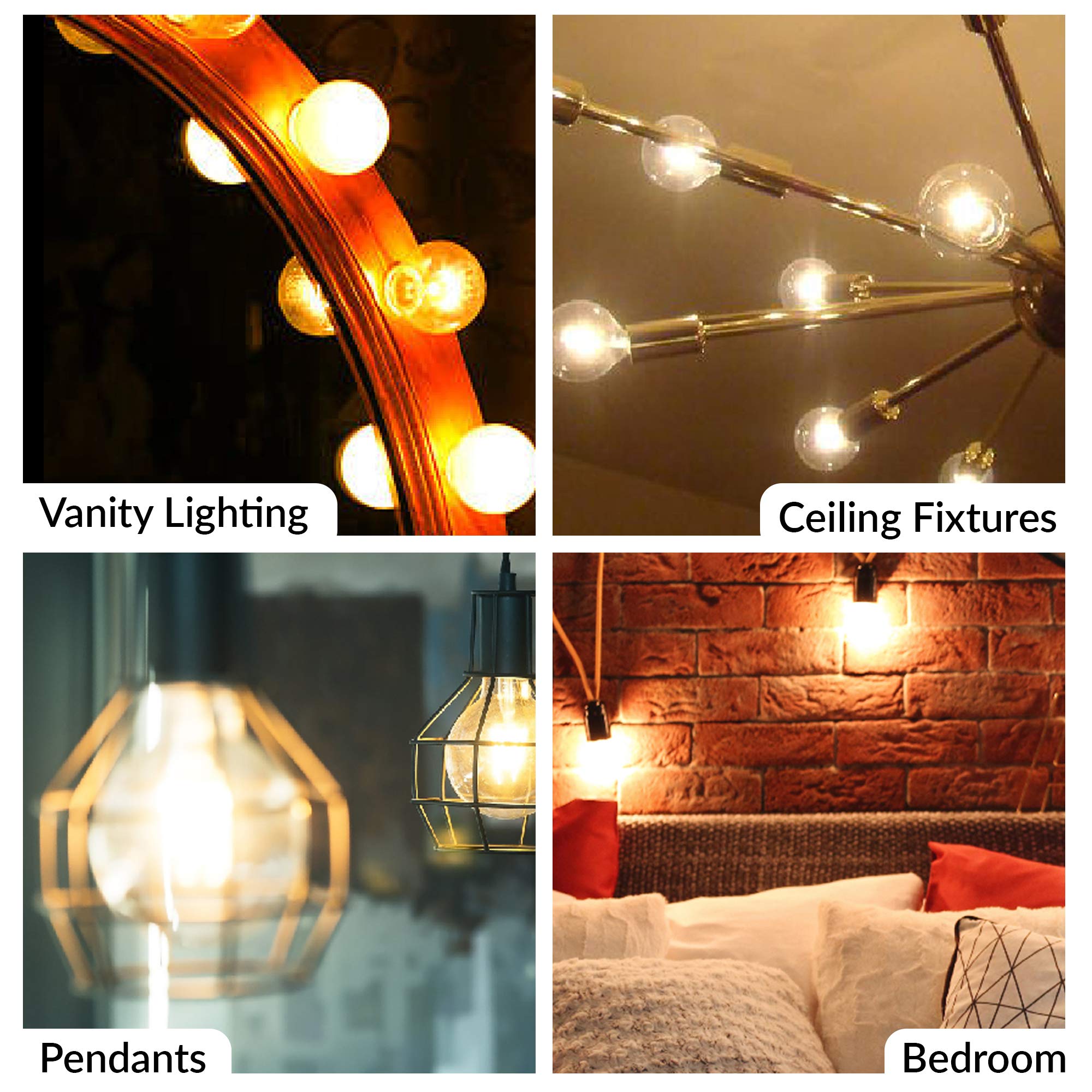Simba Lighting LED Edison Vintage Globe Bulbs, 6W Dimmable, 2700K Warm White, E26 Base, 3 Pack, Glass, Model LED-6G25D