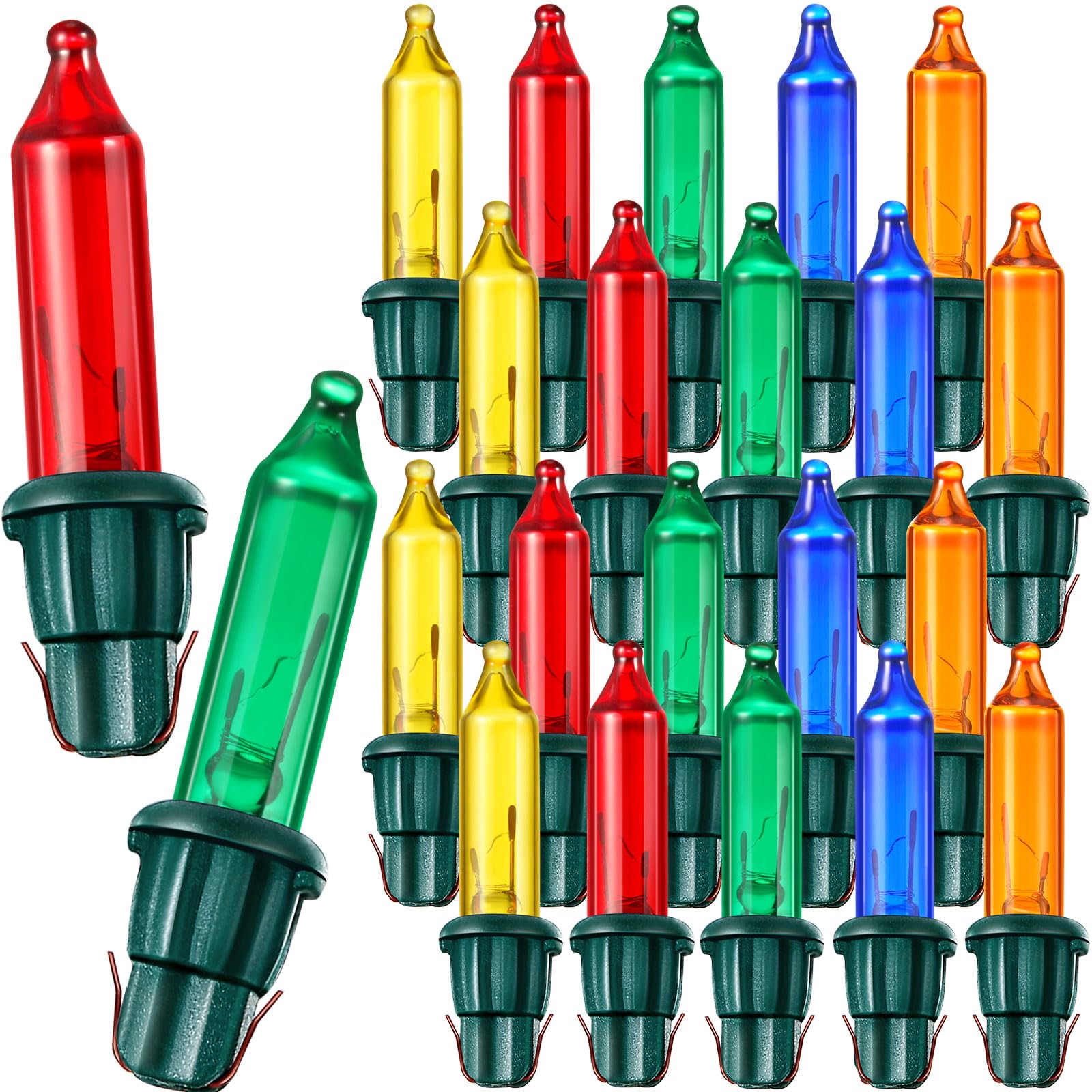Mudder 80 Count Christmas Replacement Mini Light Bulbs With Base Christmas Tree Incandescent Wire String Lights Replacement Bulbs For Xmas Indoor Outdoor Decor(Colorful 12Vx0.08A)