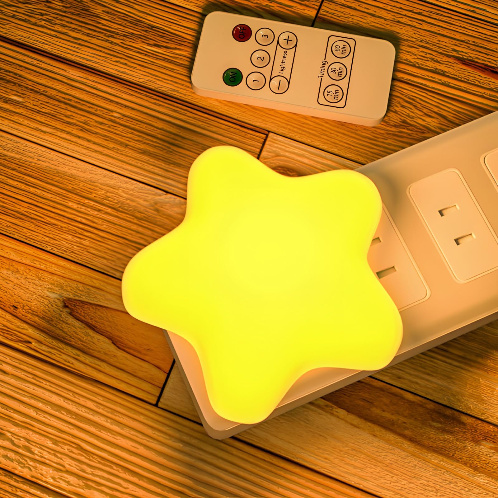 Colorful Life Remote Control Star Night Light for Bedroom Decor - Soft Warm/White Glow Plug-in LED Night Lamp for Baby, Kids, Nu