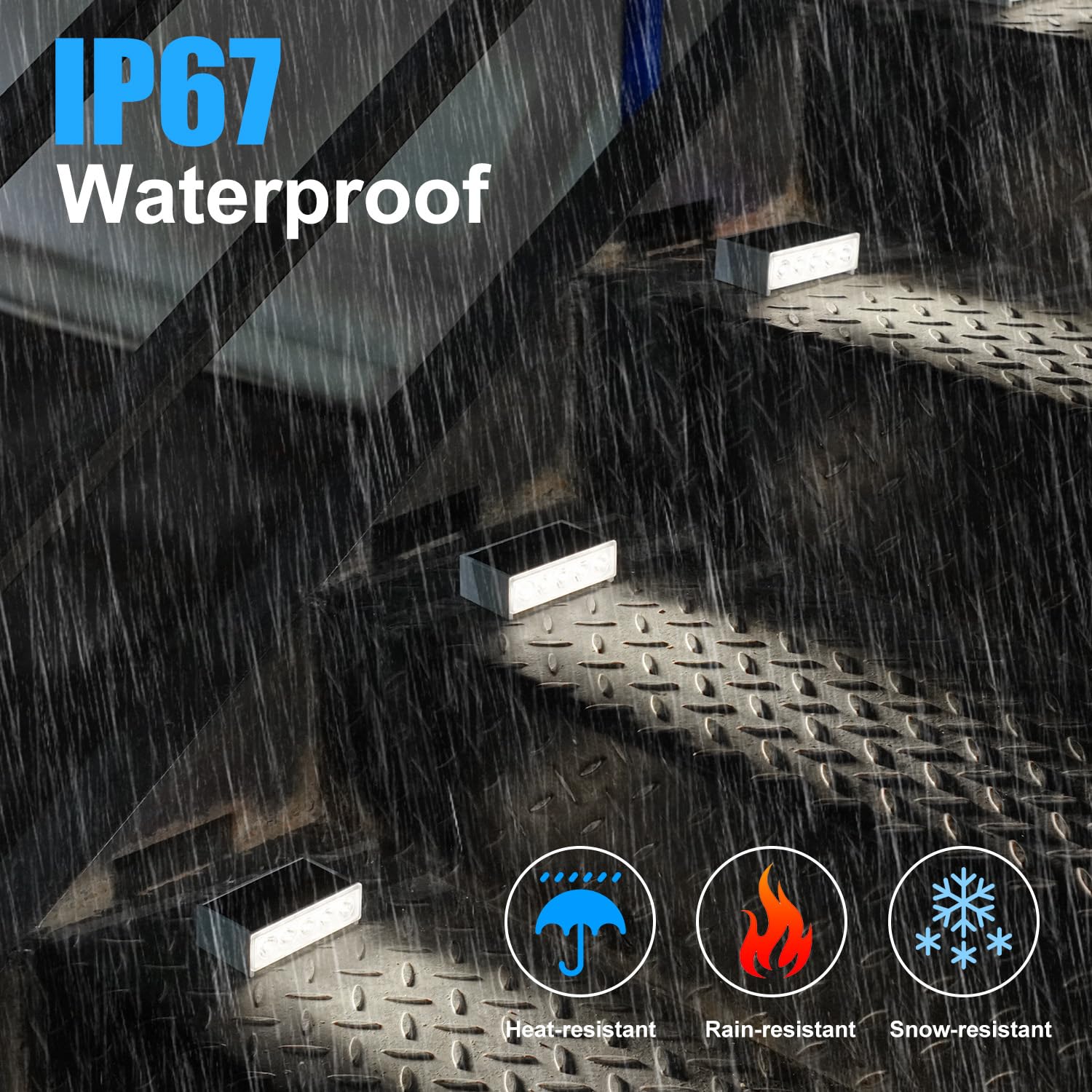 T-Sun Solar Step Light Outdoor, 6 Pack Solar Stair Lights, 6000K Solar Step Lights Waterproof Led Outdoor Step Lights For Deck C