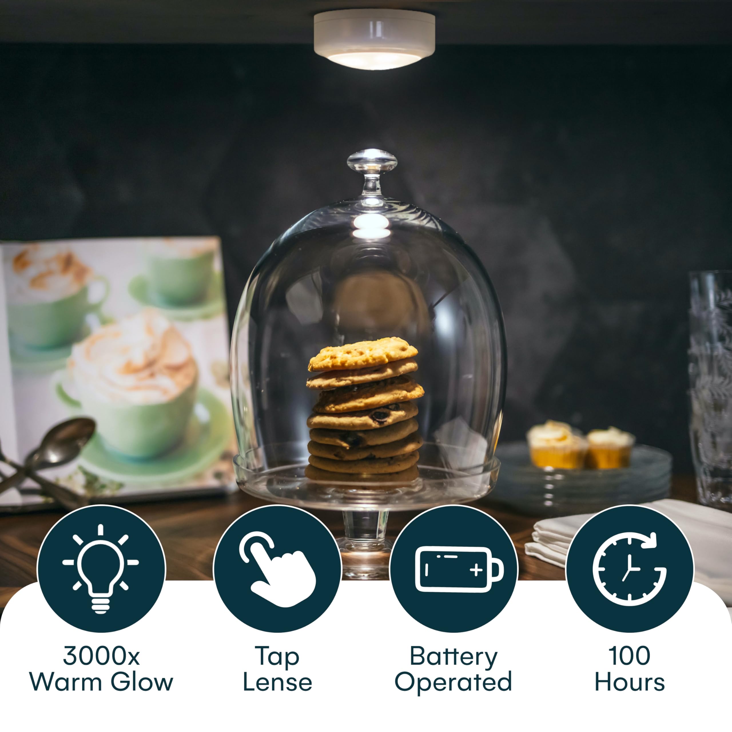 Brilliant Evolution Wireless LED Puck Light 3 Pack - White, Remote Control, Battery Powered, Under Cabinet & Closet Lighting