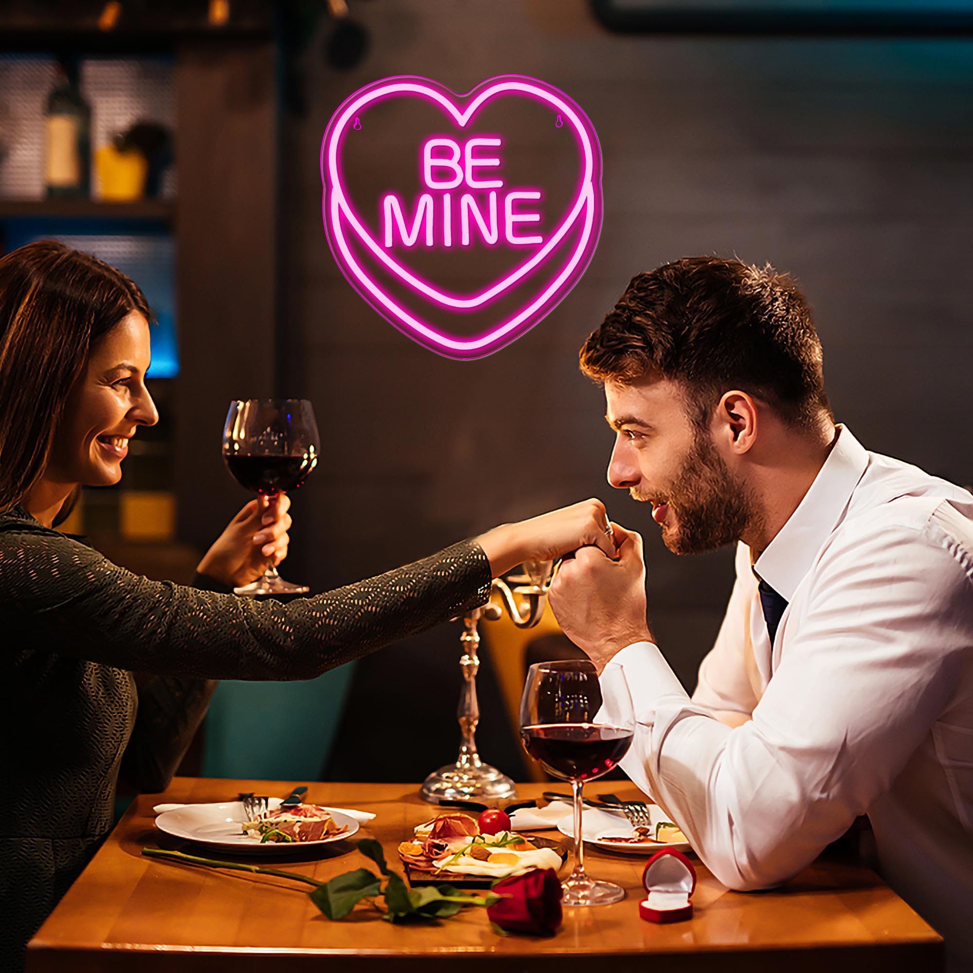 Be Mine Neon Sign, Candy Heart Neon Light, Valentines Day Decor, Romantic Gift, USB Powered for Home Room Wall Decor Wedding Pa