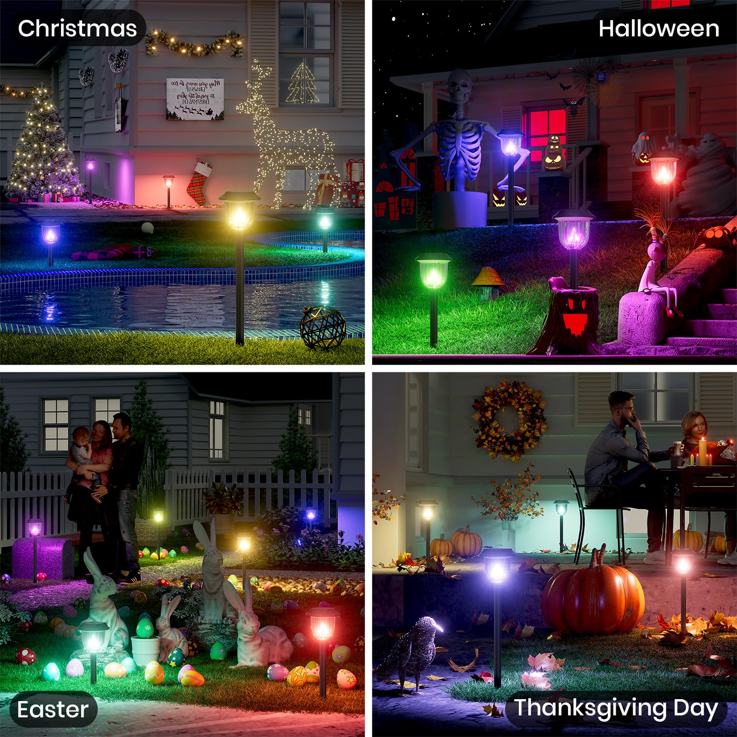Aosea Christmas Solar Pathway Lights Outdoor Waterproof  Solar Powered Garden Lights  Christmas Decor Garden Lighting For Yard  Patio  Landscape  Pathway (Rgb Flash Mode Only  10 Pack)