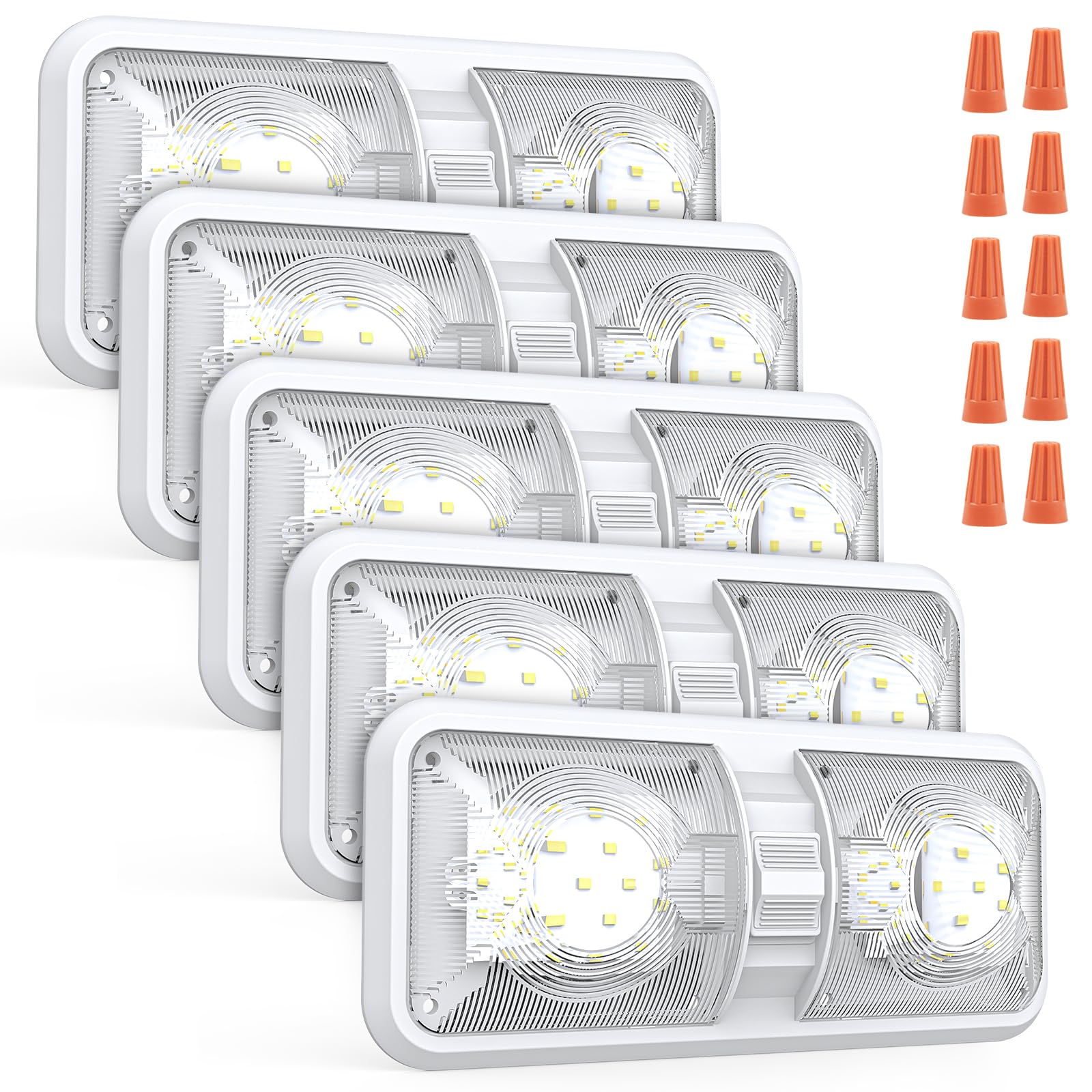 Aaleds RV Led Lights Interior 12v Volt Fixtures  1000LM 8W Camper Light For Inside  Rv Ceiling Dome Lamp Led 12v With Switch For RV/Camper/Trailer/Boat (Natural White 4000K-4500K 5pack).