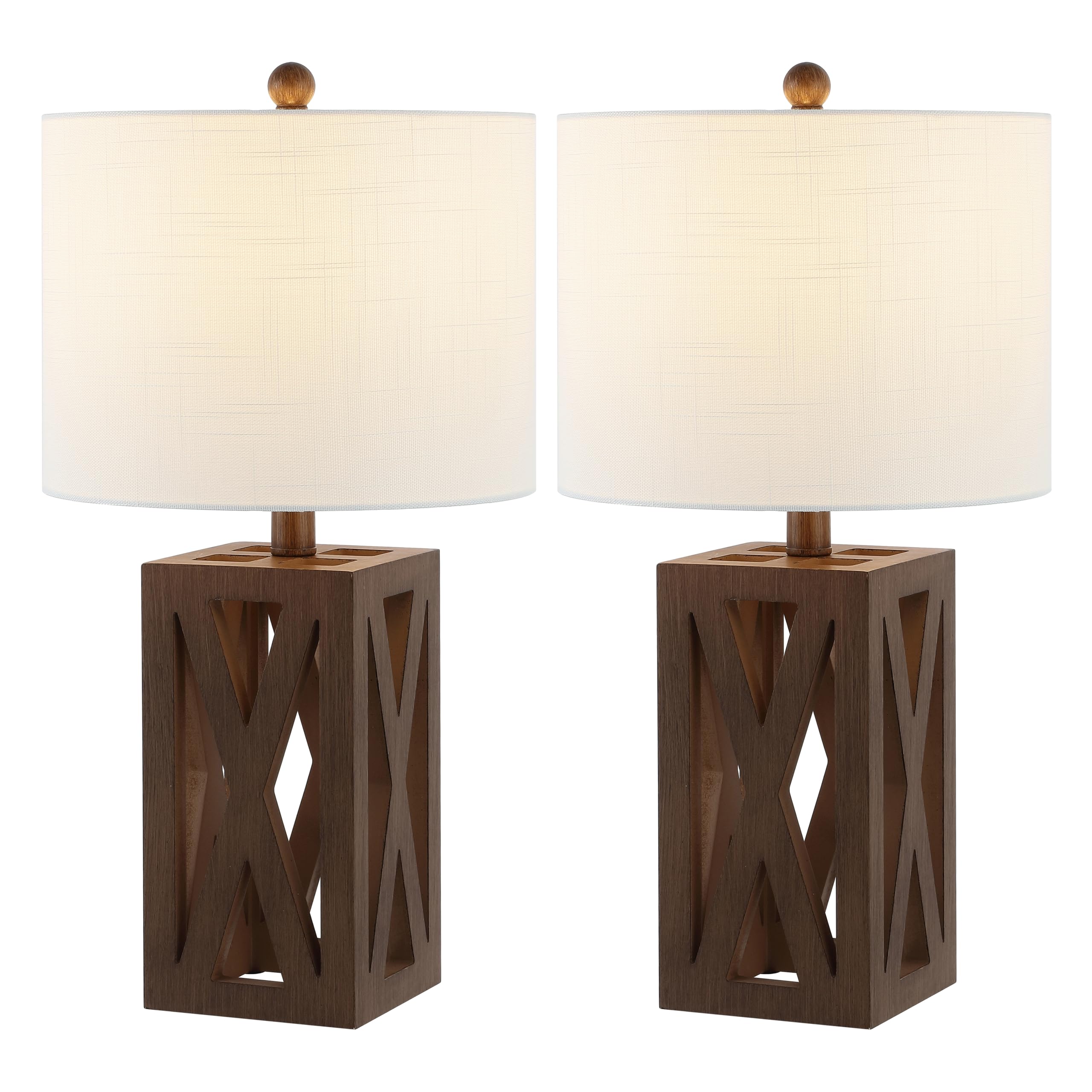 JONATHAN Y JYL1062A-SET2 Stewart 21.5'' Wood LED Table Lamp Farmhouse, French Country, Rustic, Bohemian, Bedroom, Living Room, O