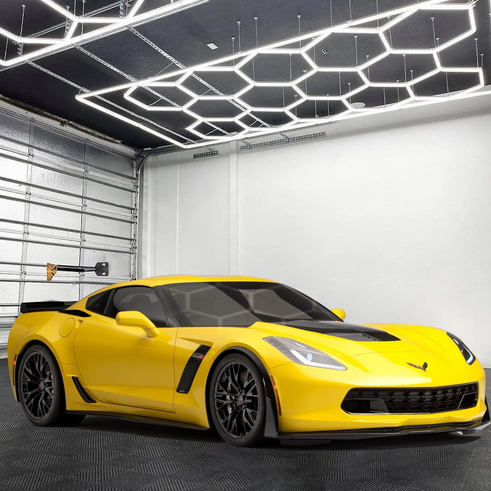 Updated Bigger Size Hexagon LED Garage Light: 108000LM Ultra-Bright, Hexagon led Lights for Garage Warehouse Workshop Gym Baseme