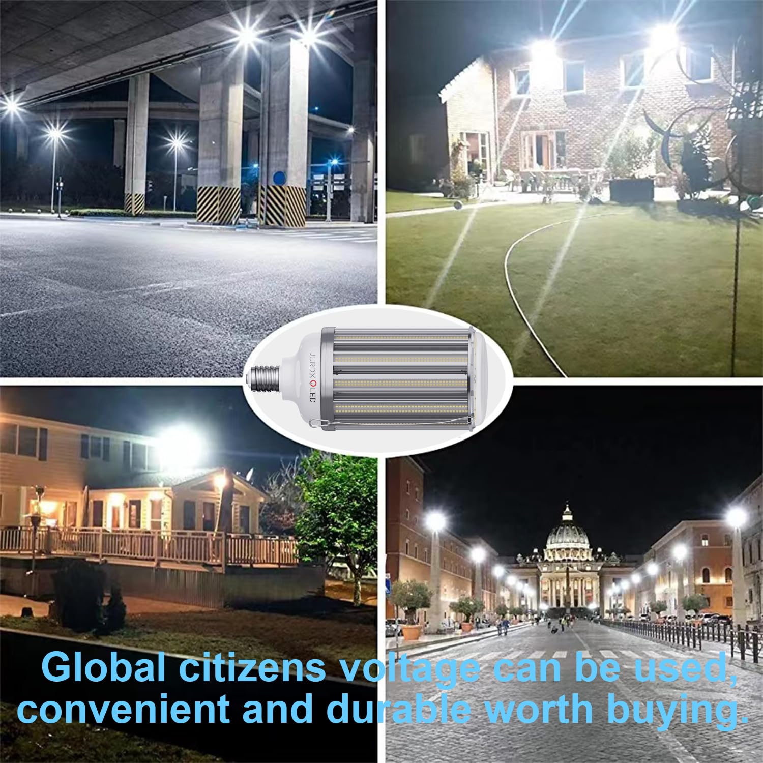 Jurdxled 1Pack Ip64 Waterproof Led Light Bulbs, 300-Watt Replacement Corn Bulb, E39 Base With E40 Adapter,39000Lm Led Light Bulb