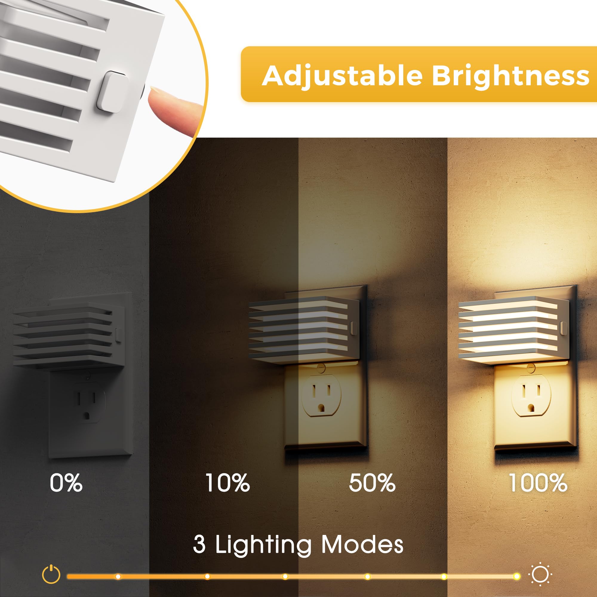 L LOHAS LED Night Lights, Dimmable with Dusk to Dawn Sensor, 3000K Soft White, 2 Pack, Modern Plug-in for Bedroom Bathroom Hallway