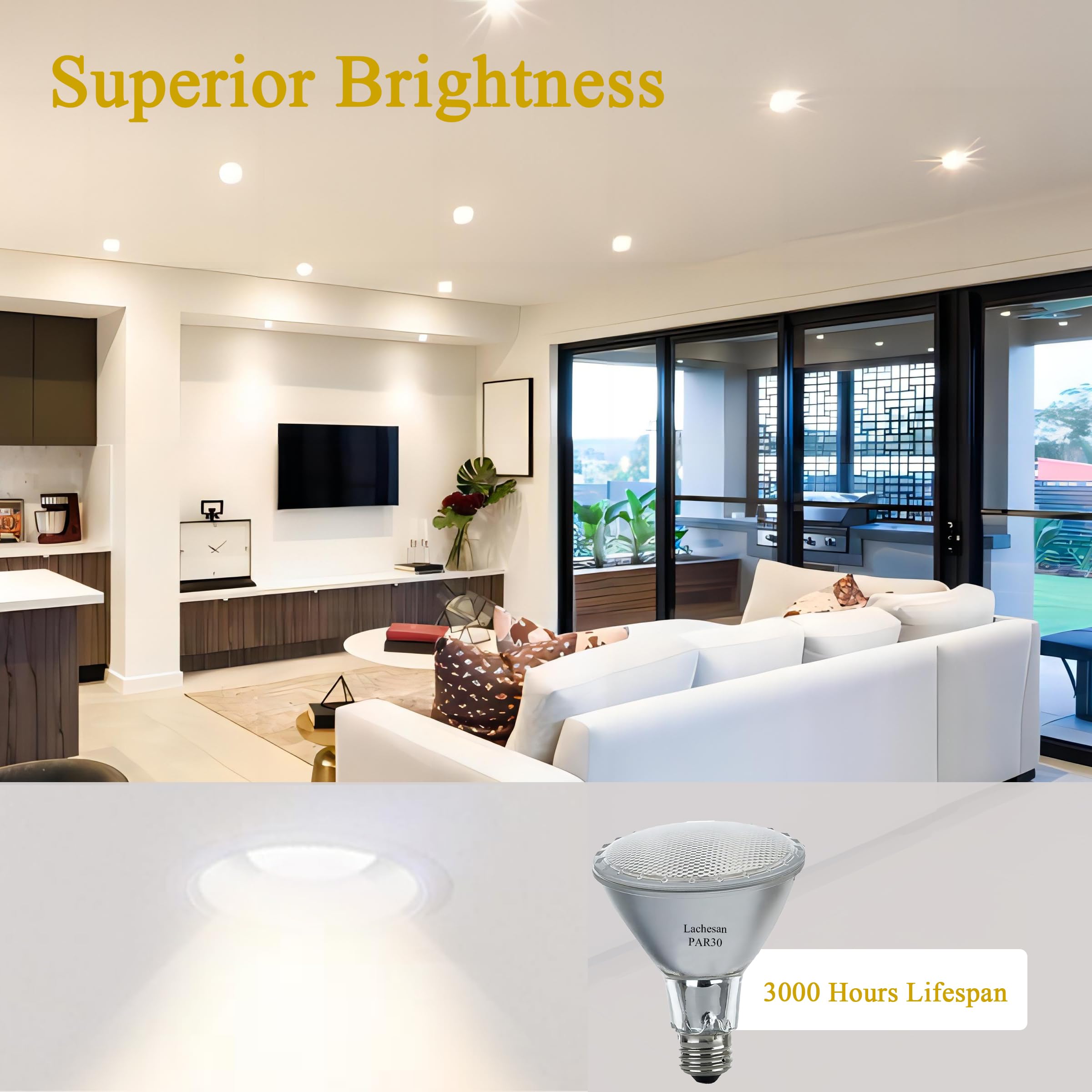Lachesan Par30 Halogen Flood Light Bulbs120V 75W  Halogen Long Neck Bulb  2700K Warm White Dimmable High Brightness  Great For Accent Lighting  Tracking  Recessed Bulb